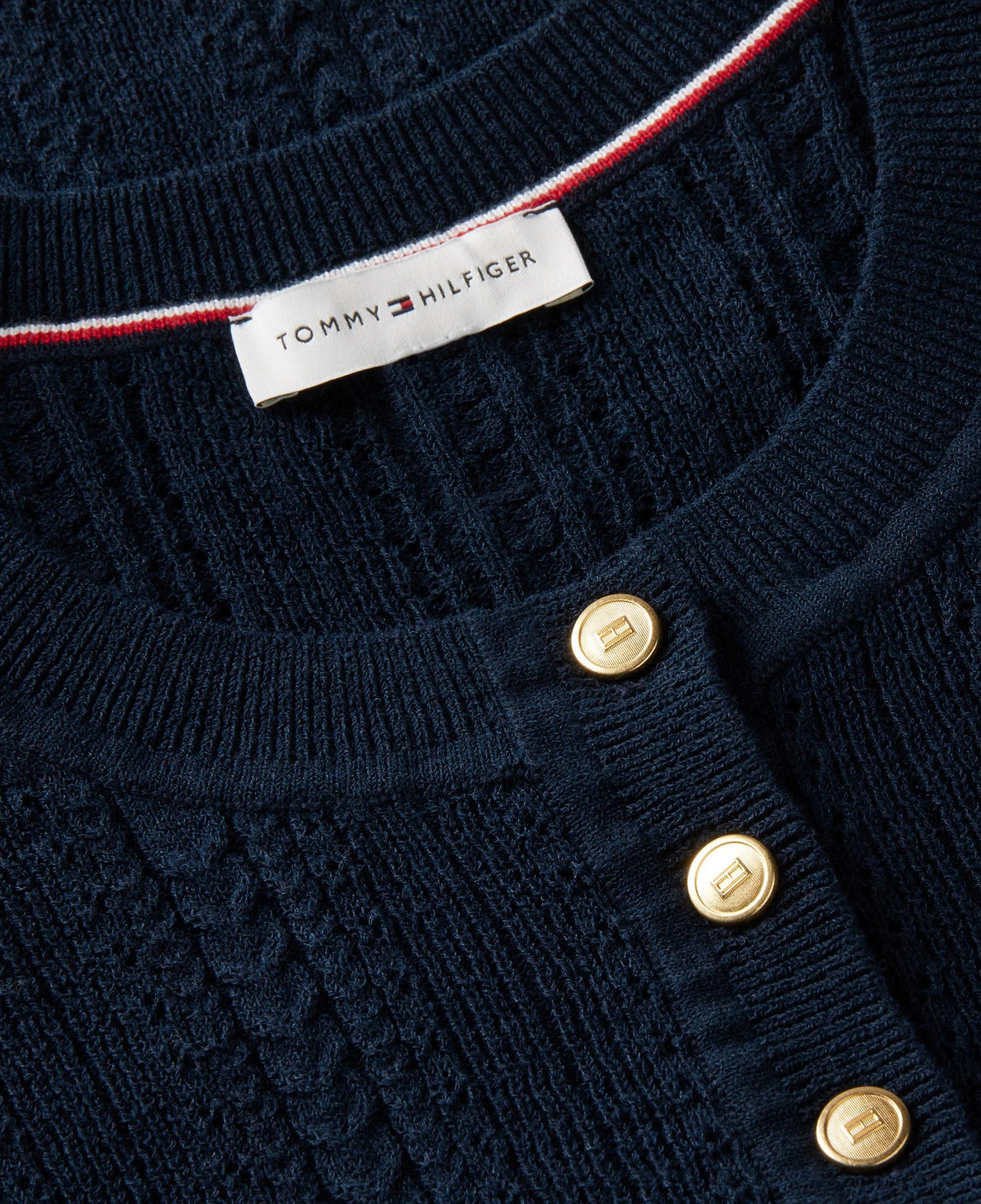 Tommy Hilfiger Mini Cable Pointelle Henley Kadın Mavi Triko