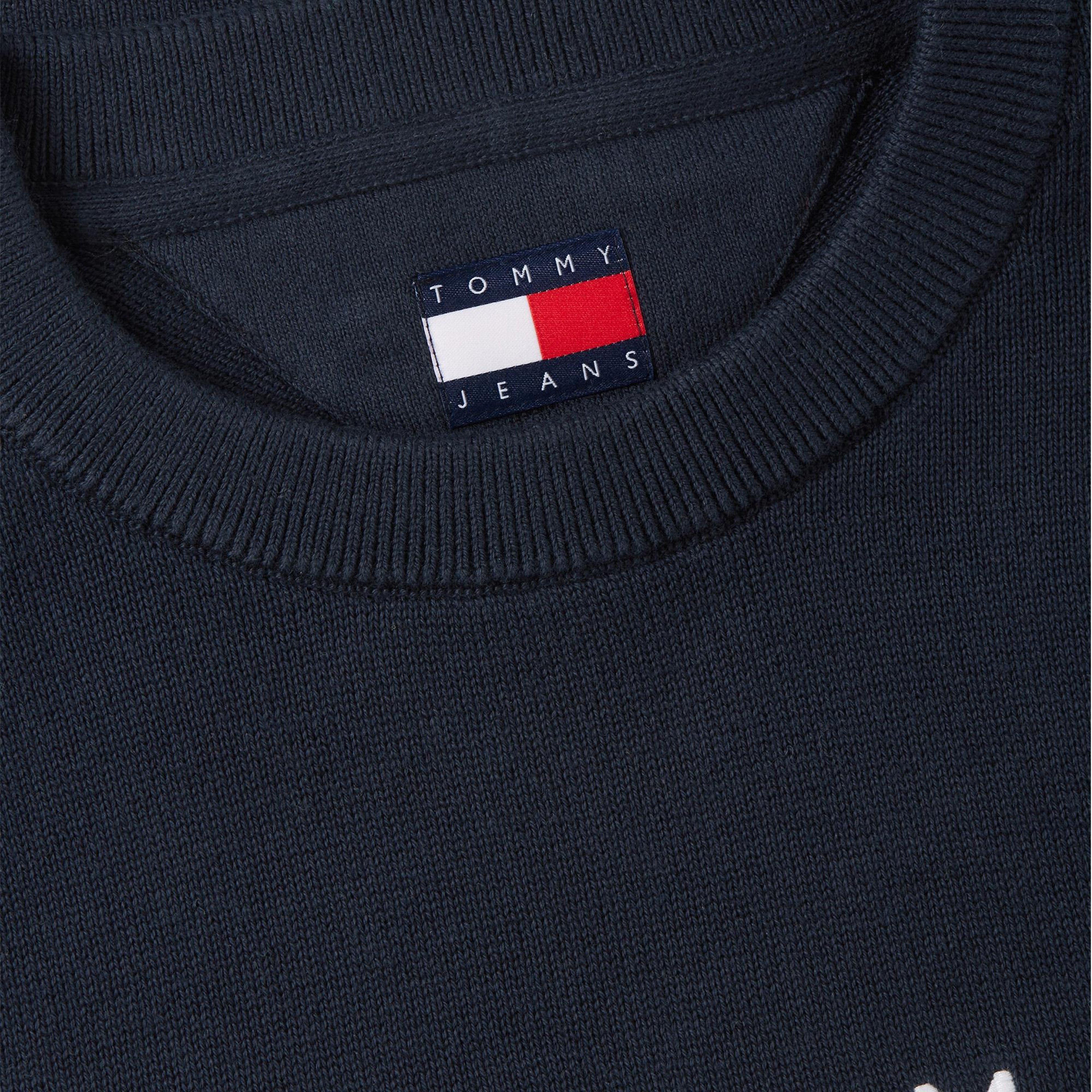 Tommy Hilfiger Flag Crew Neck Kadın Mavi Triko