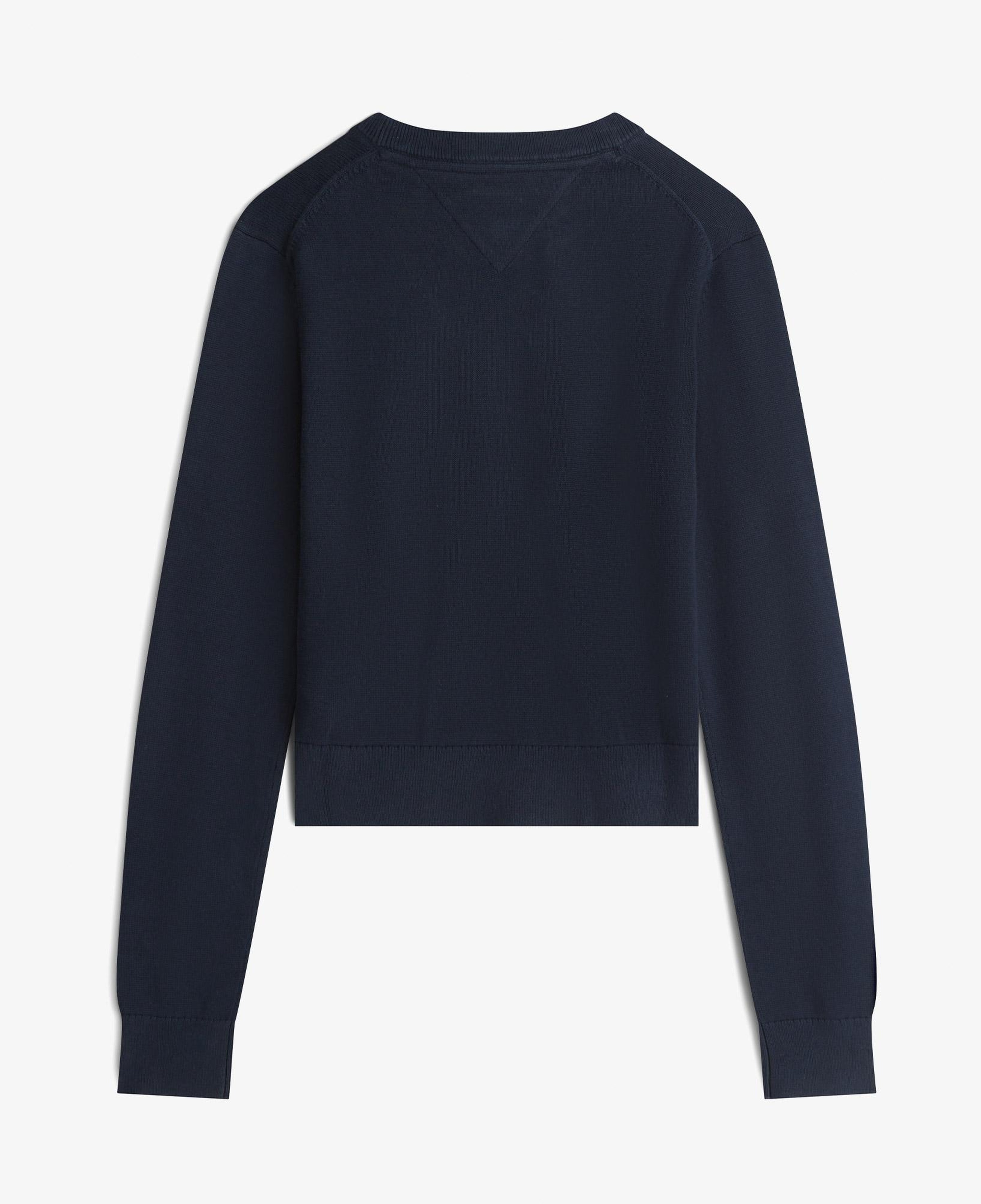 Tommy Hilfiger Flag Crew Neck Kadın Mavi Triko