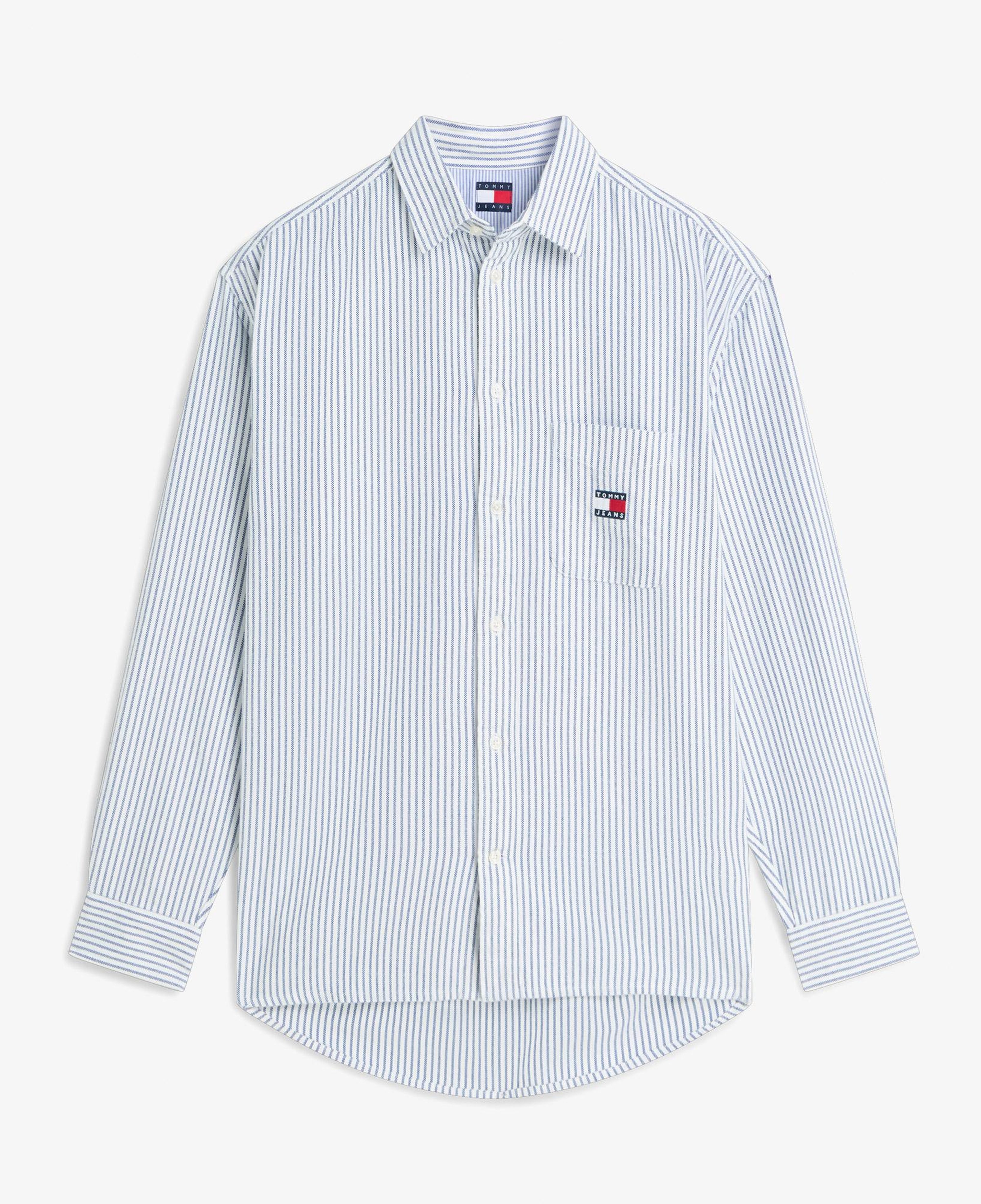 Tommy Hilfiger Oversize Stripe Oxford Erkek Mavi Gömlek