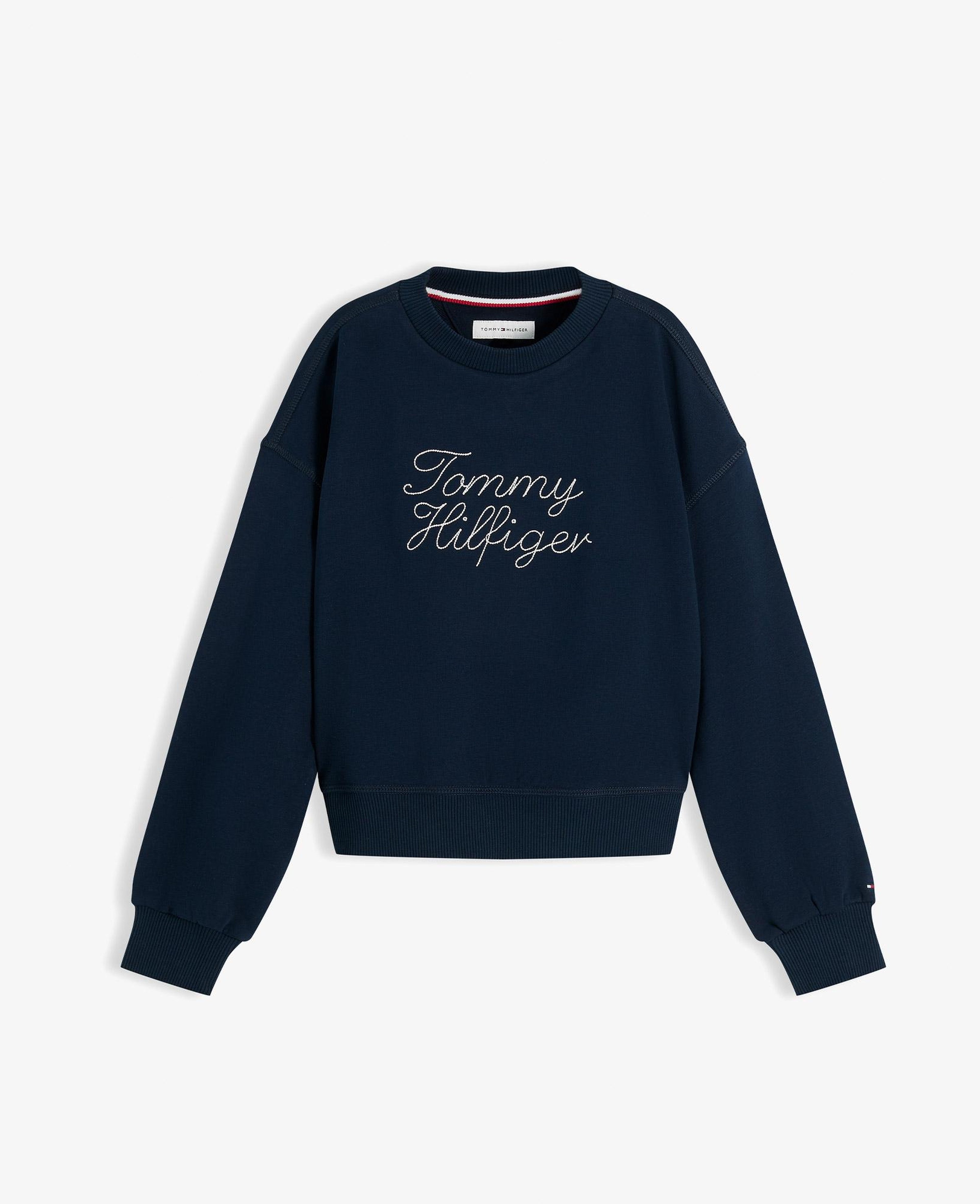 Tommy Hilfiger Crew Neck Çocuk Mavi Sweatshirt
