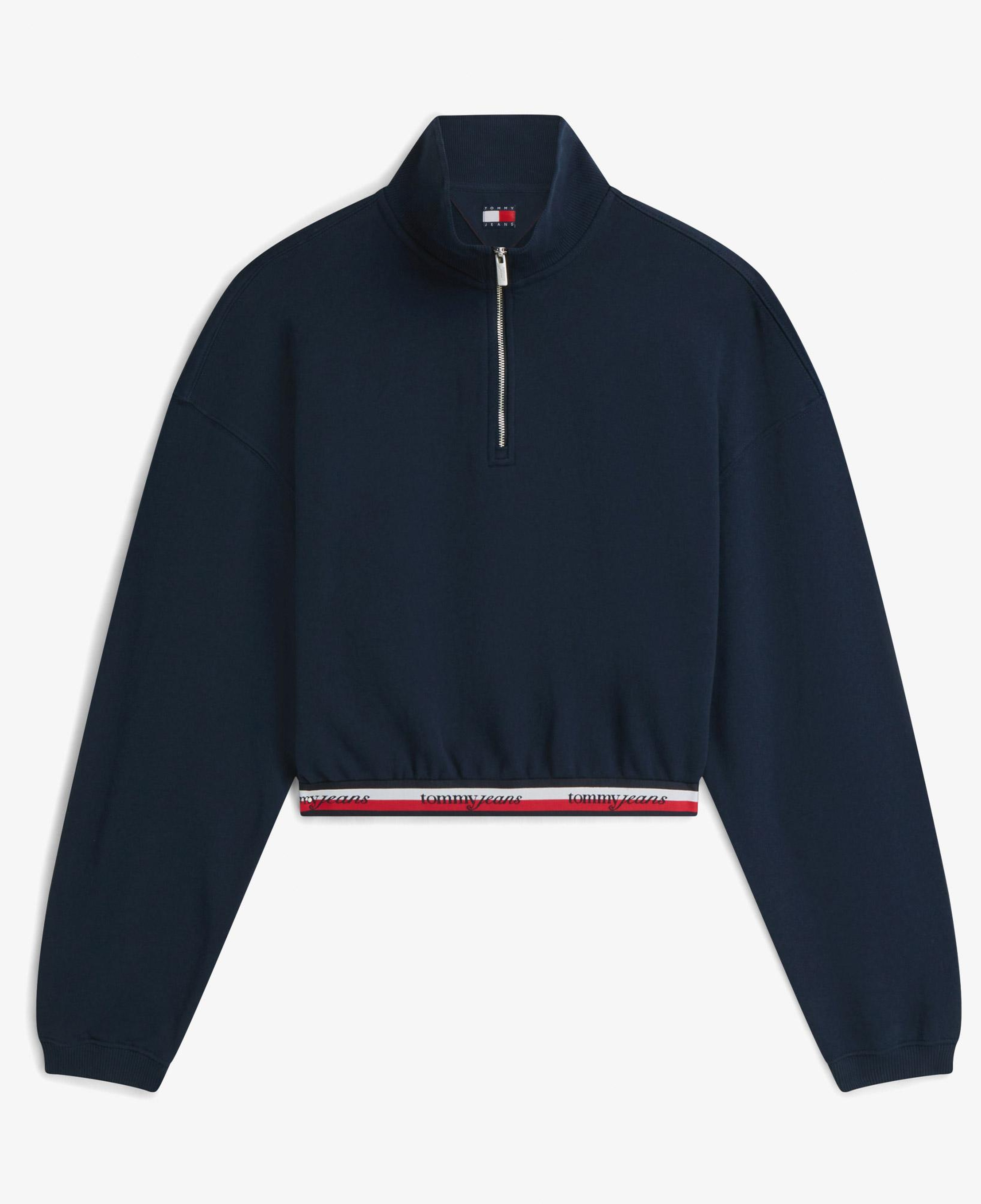 Tommy Hilfiger 1/4 Zip Tape Kadın Mavi Sweatshirt