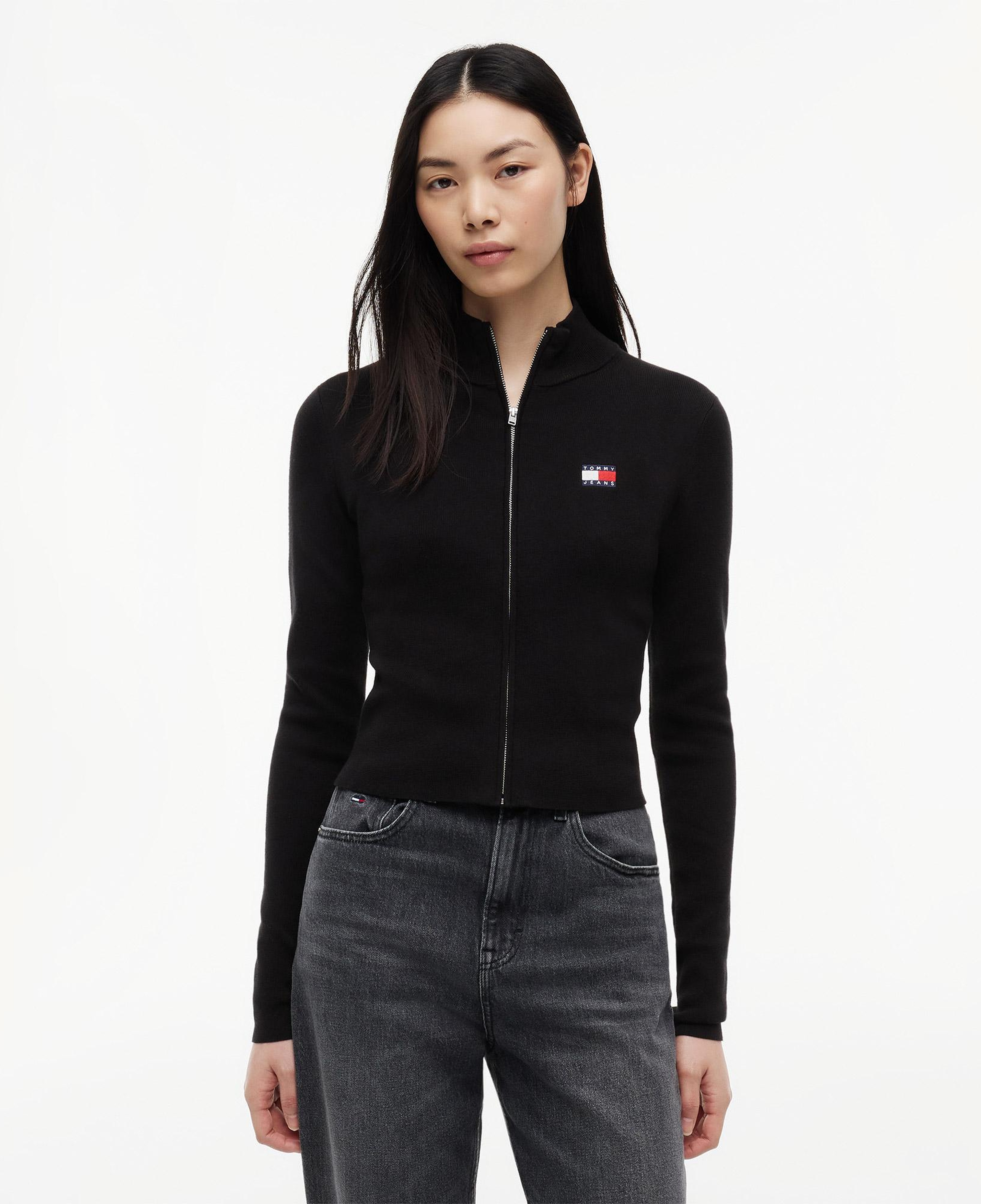 Tommy Hilfiger Zip High Neck Cardigan Kadın Siyah Hırka