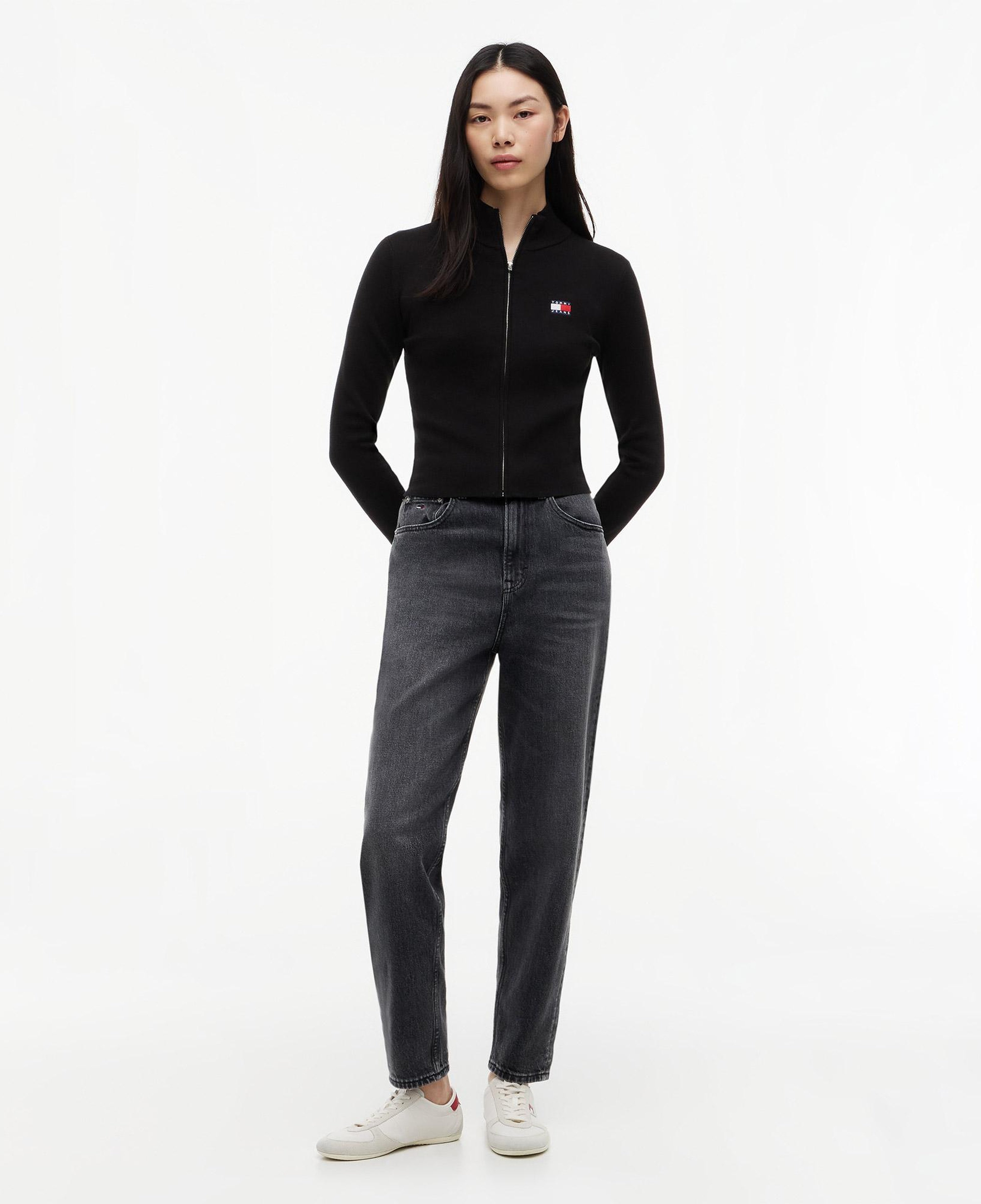 Tommy Hilfiger Zip High Neck Cardigan Kadın Siyah Hırka