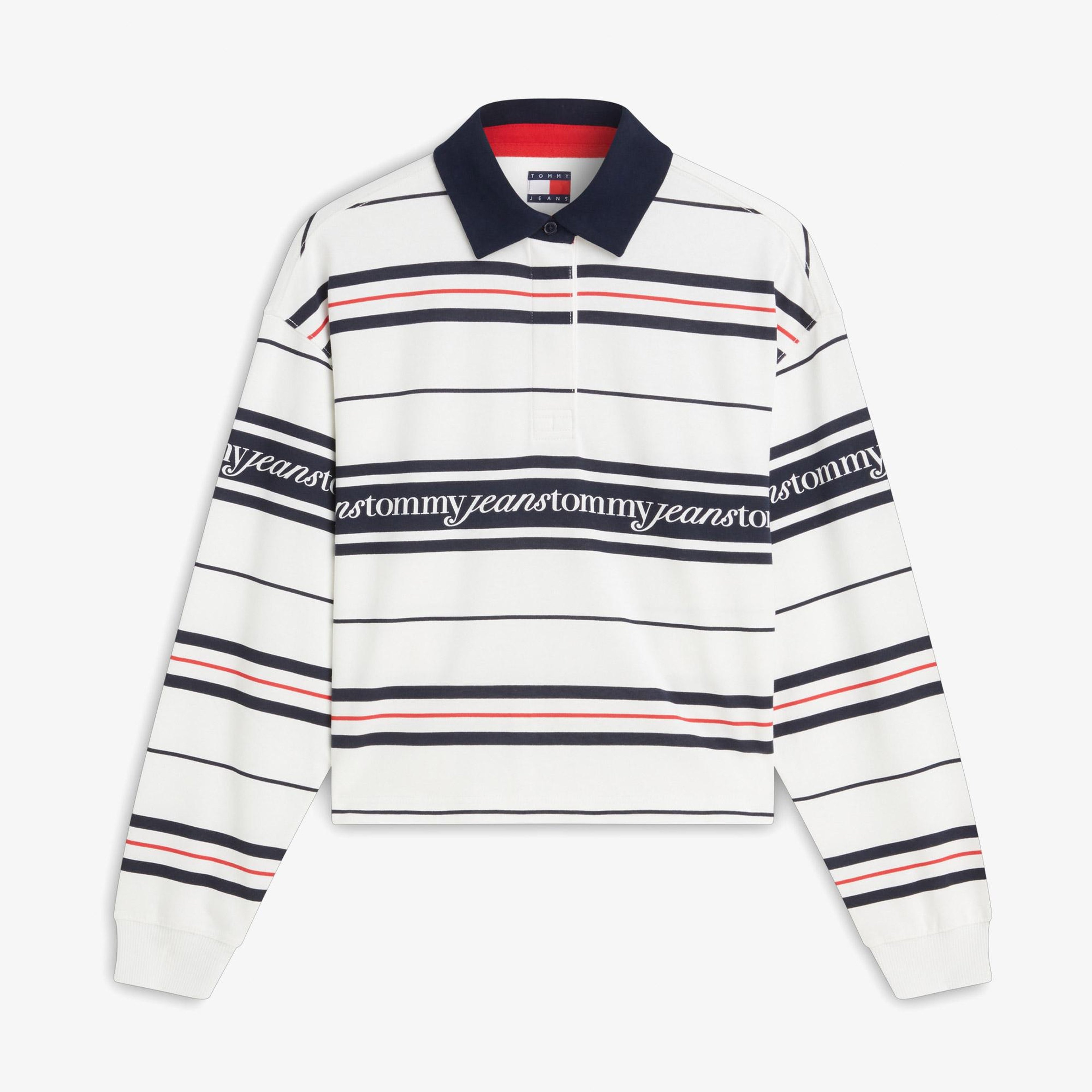 Tommy Hilfiger Script Rugby Kadın Beyaz Sweatshirt