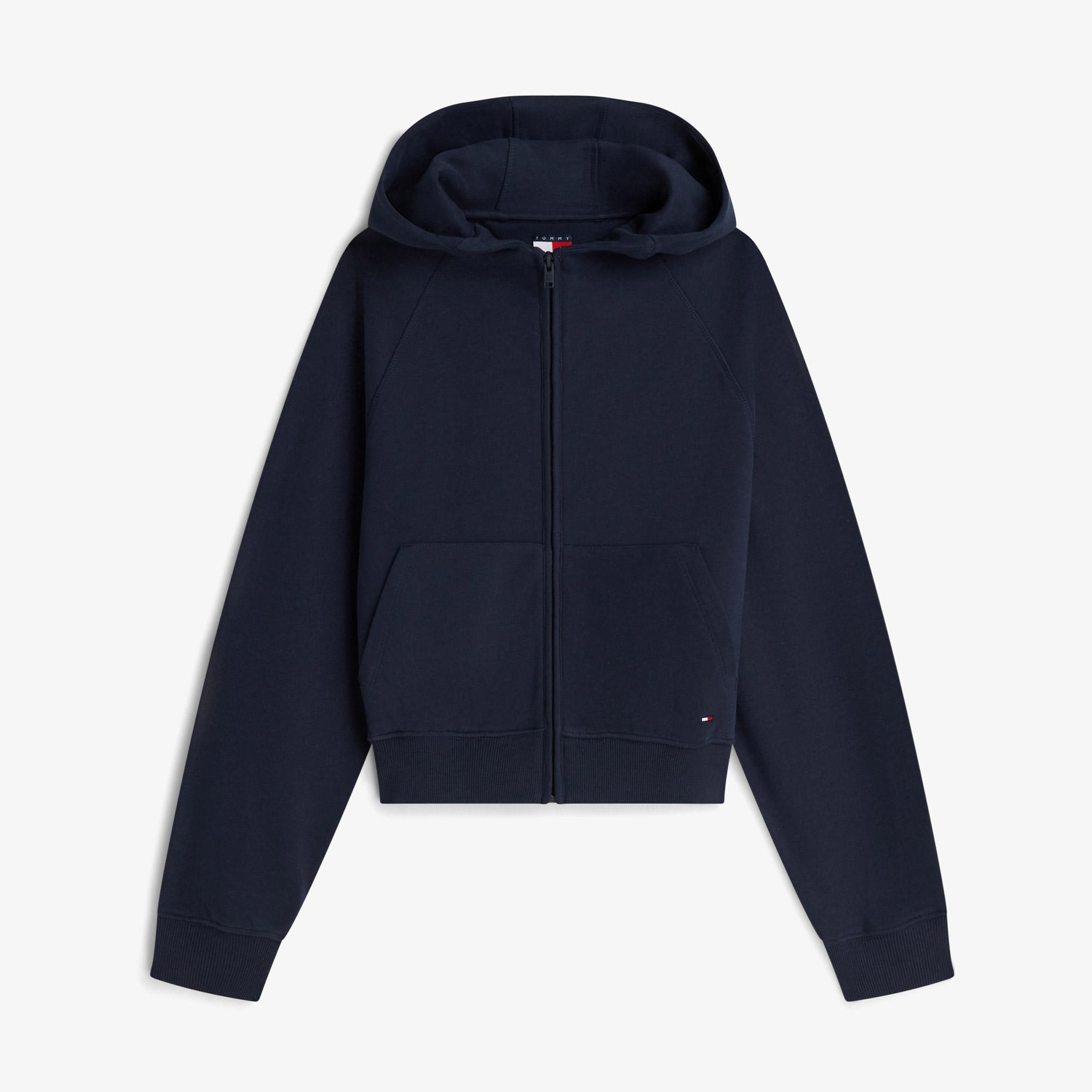 Tommy Hilfiger Flag Zip Kadın Mavi Sweatshirt