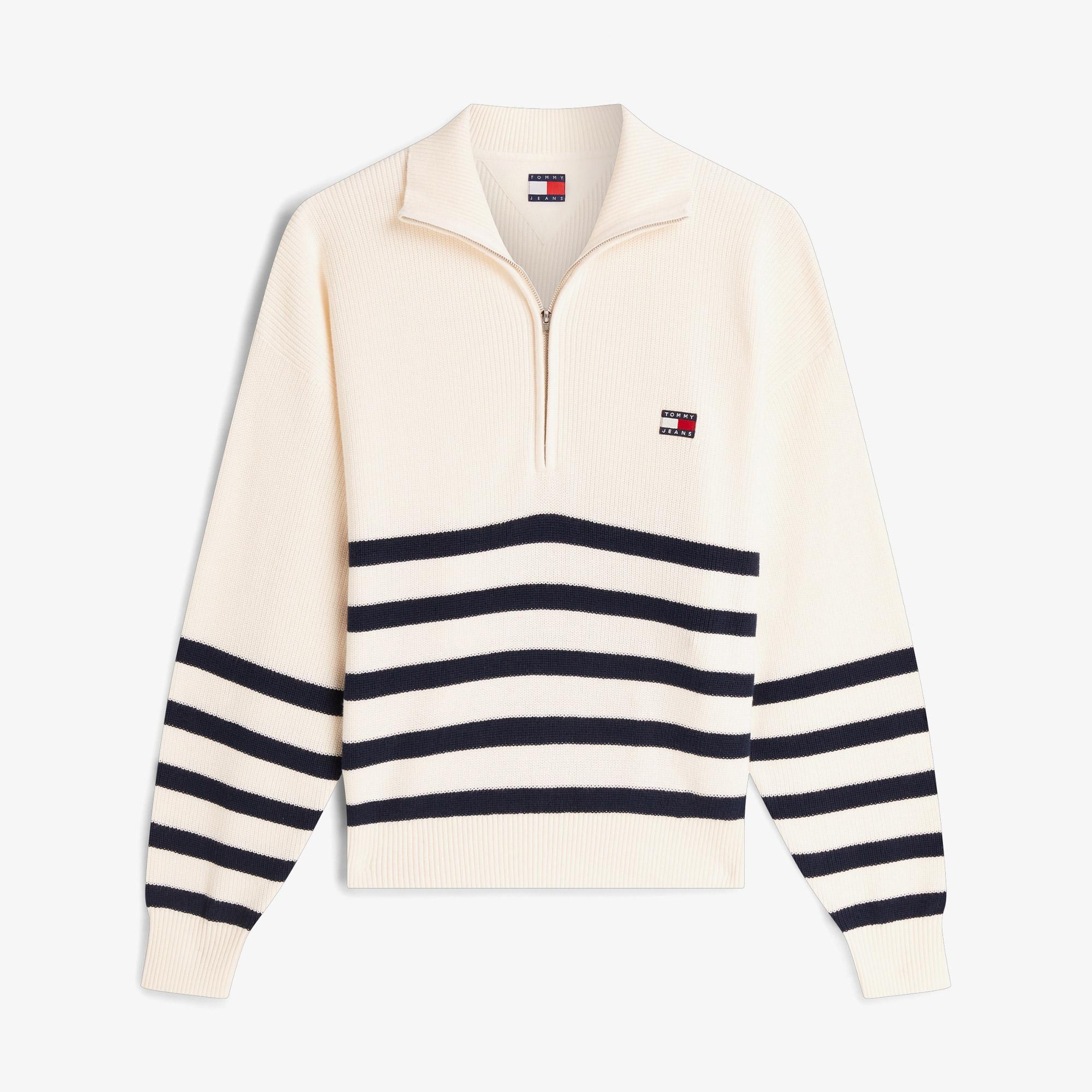 Tommy Hilfiger Quarter Zip Kadın Beyaz Triko