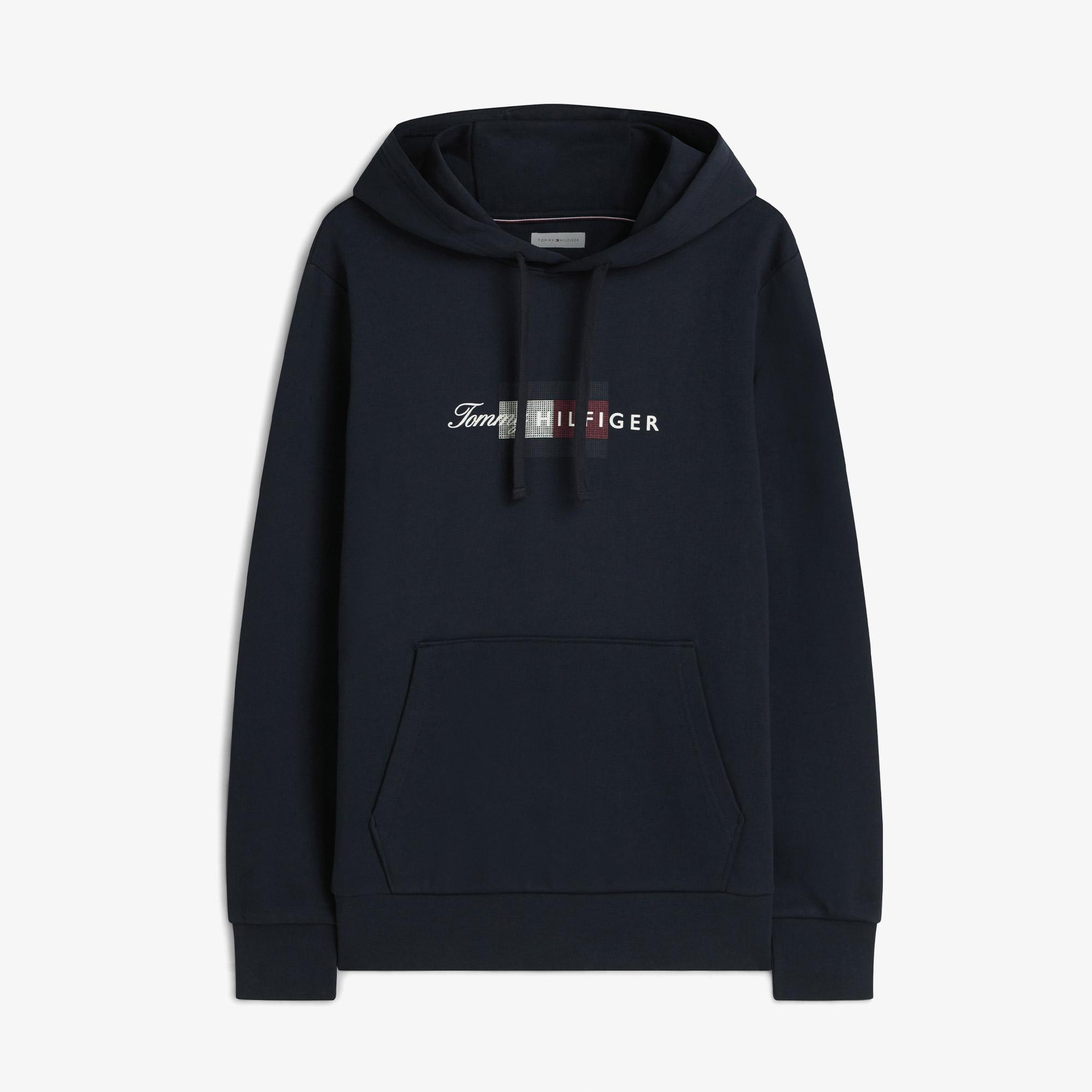 Tommy Hilfiger Script Flag Erkek Mavi Sweatshirt