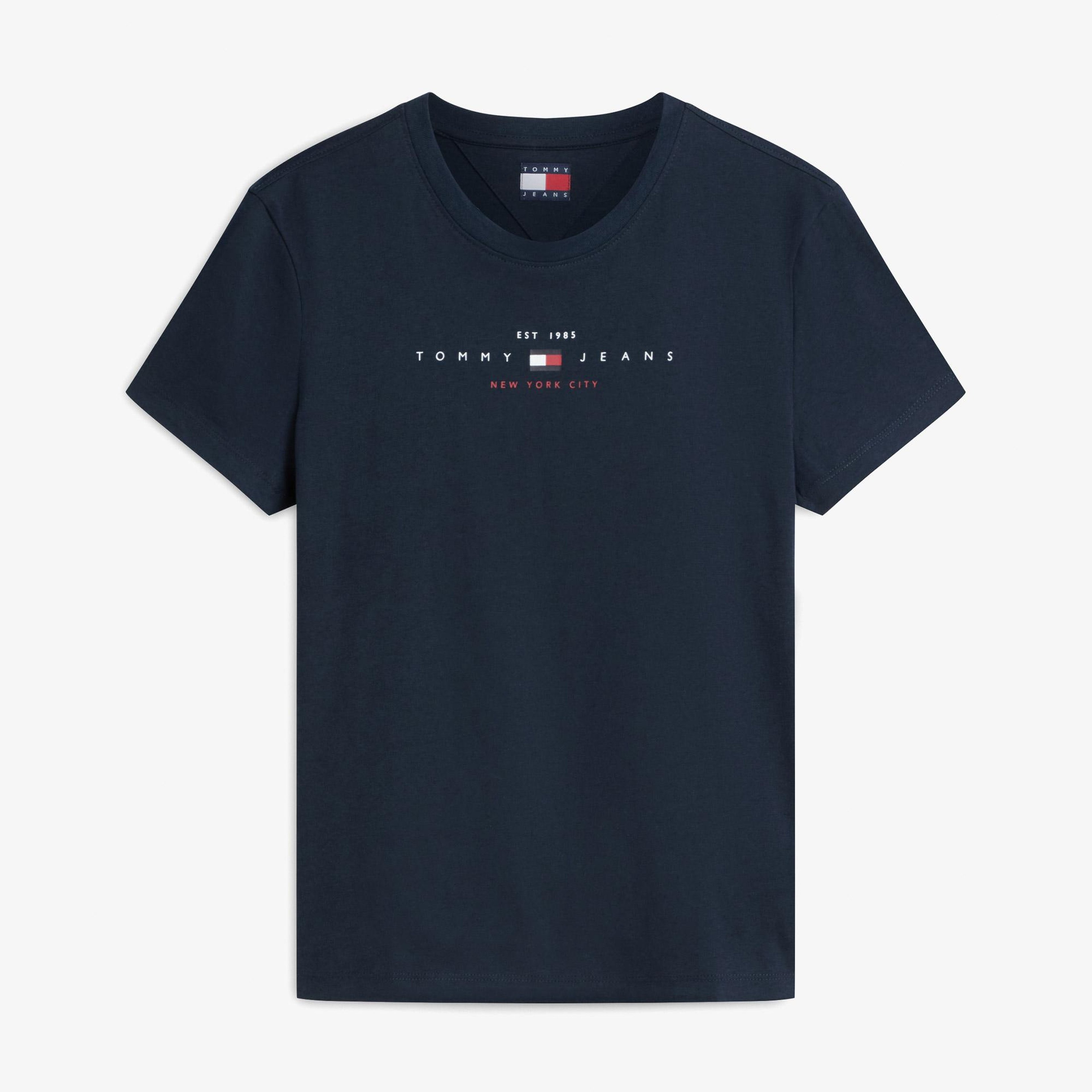 Tommy Hilfiger Linear Kadın Mavi T-Shirt