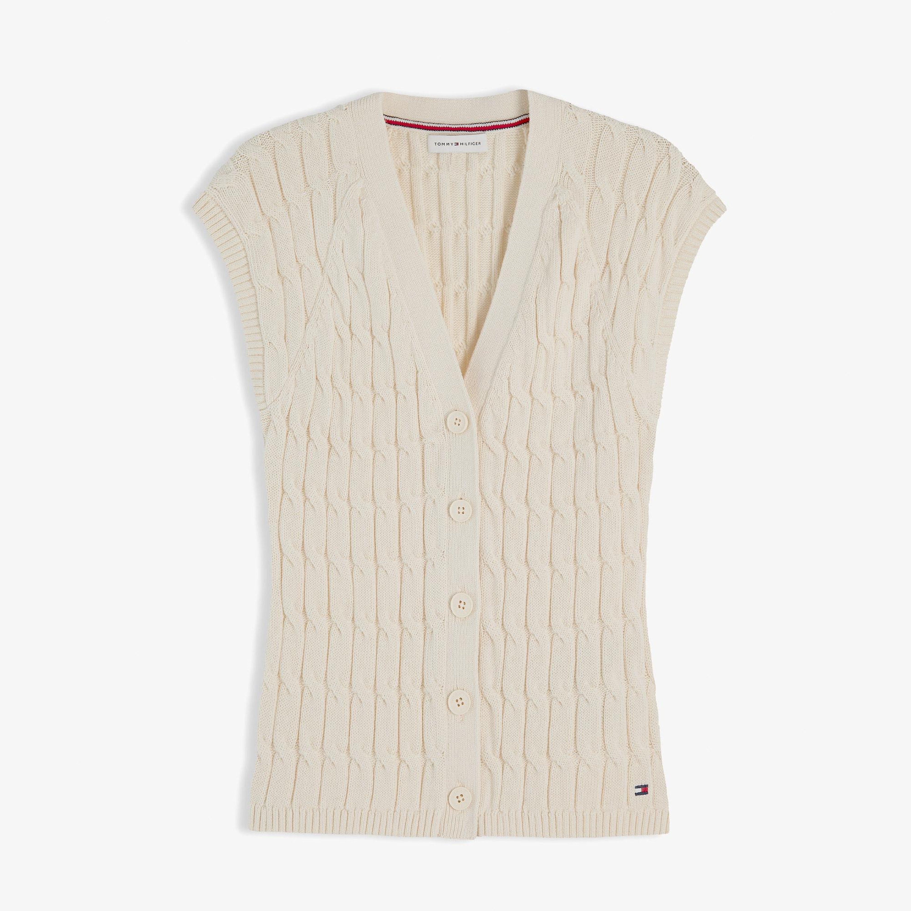 Tommy Hilfiger Mid Cable Cardi Kadın Sarı Triko