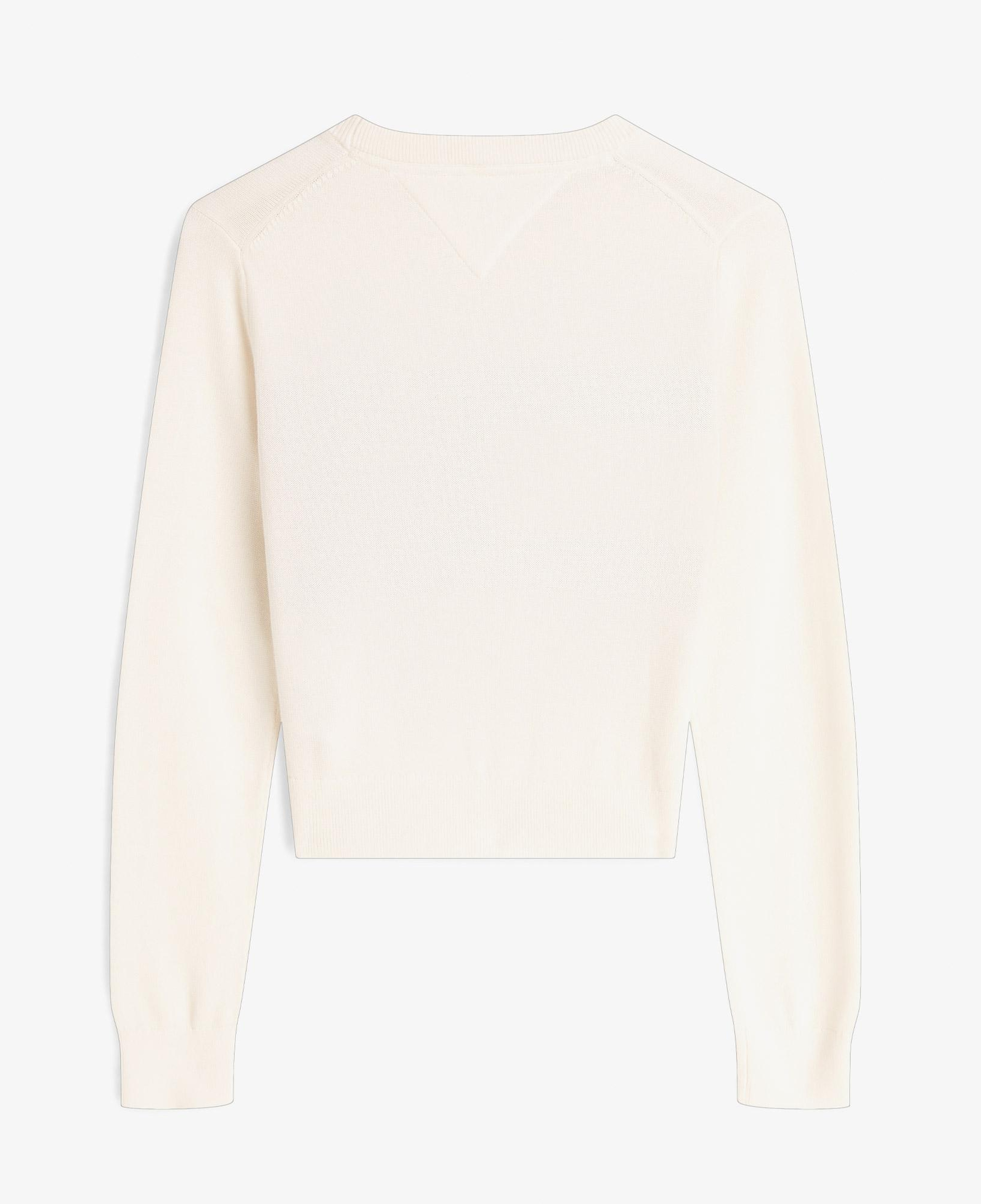 Tommy Hilfiger Flag Crew Neck Kadın Beyaz Triko