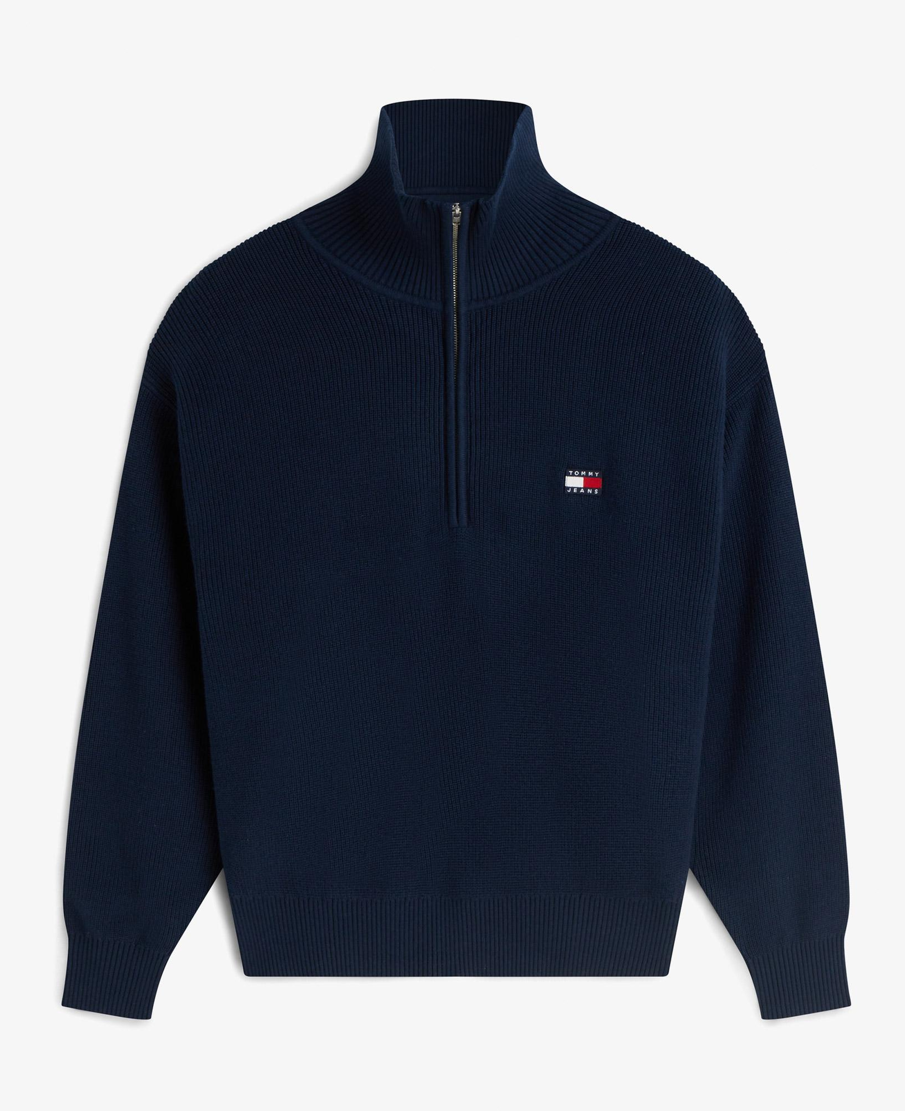 Tommy Hilfiger Quarter Zip Kadın Mavi Triko