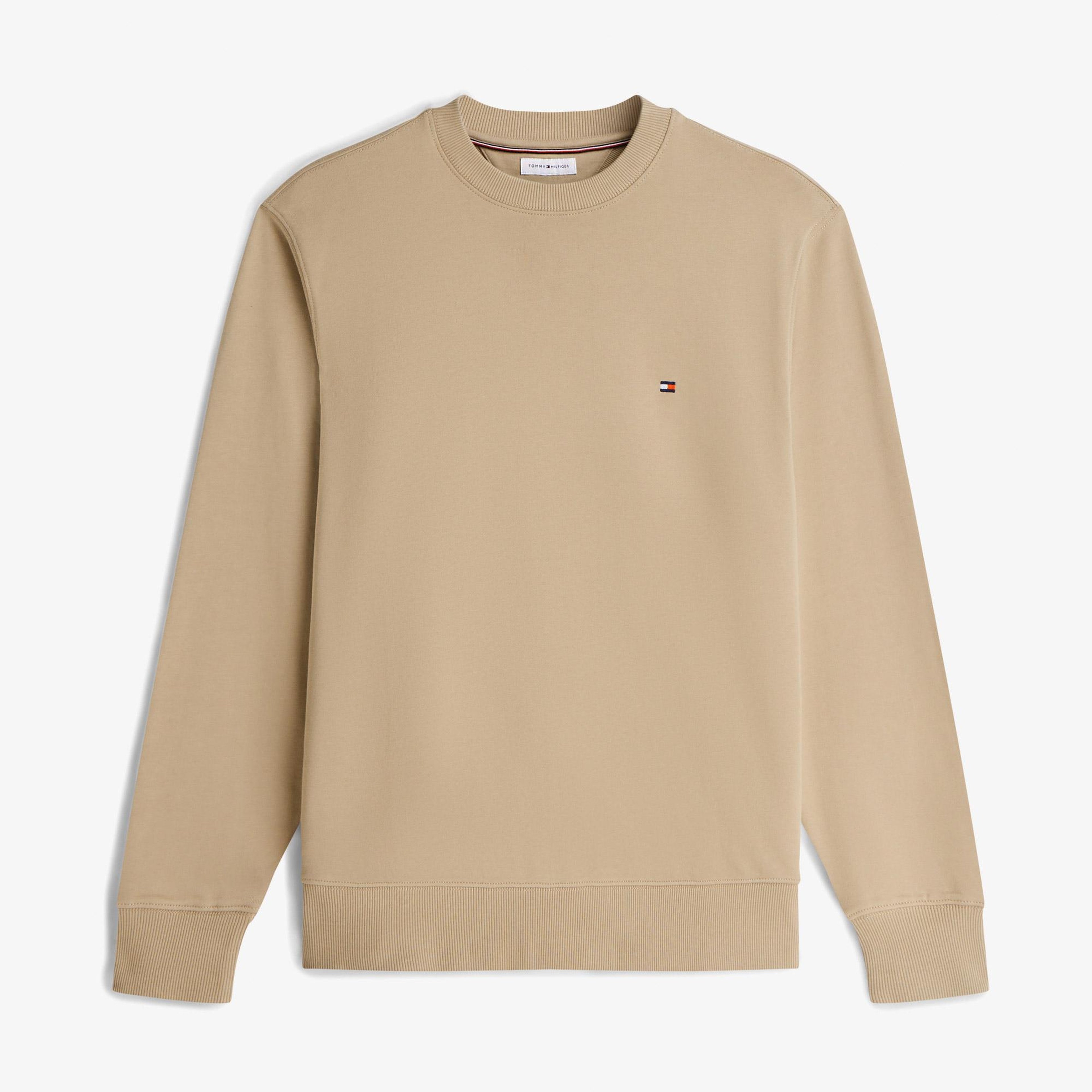 Tommy Hilfiger Essential Terry Crewneck Erkek Bej Sweatshirt