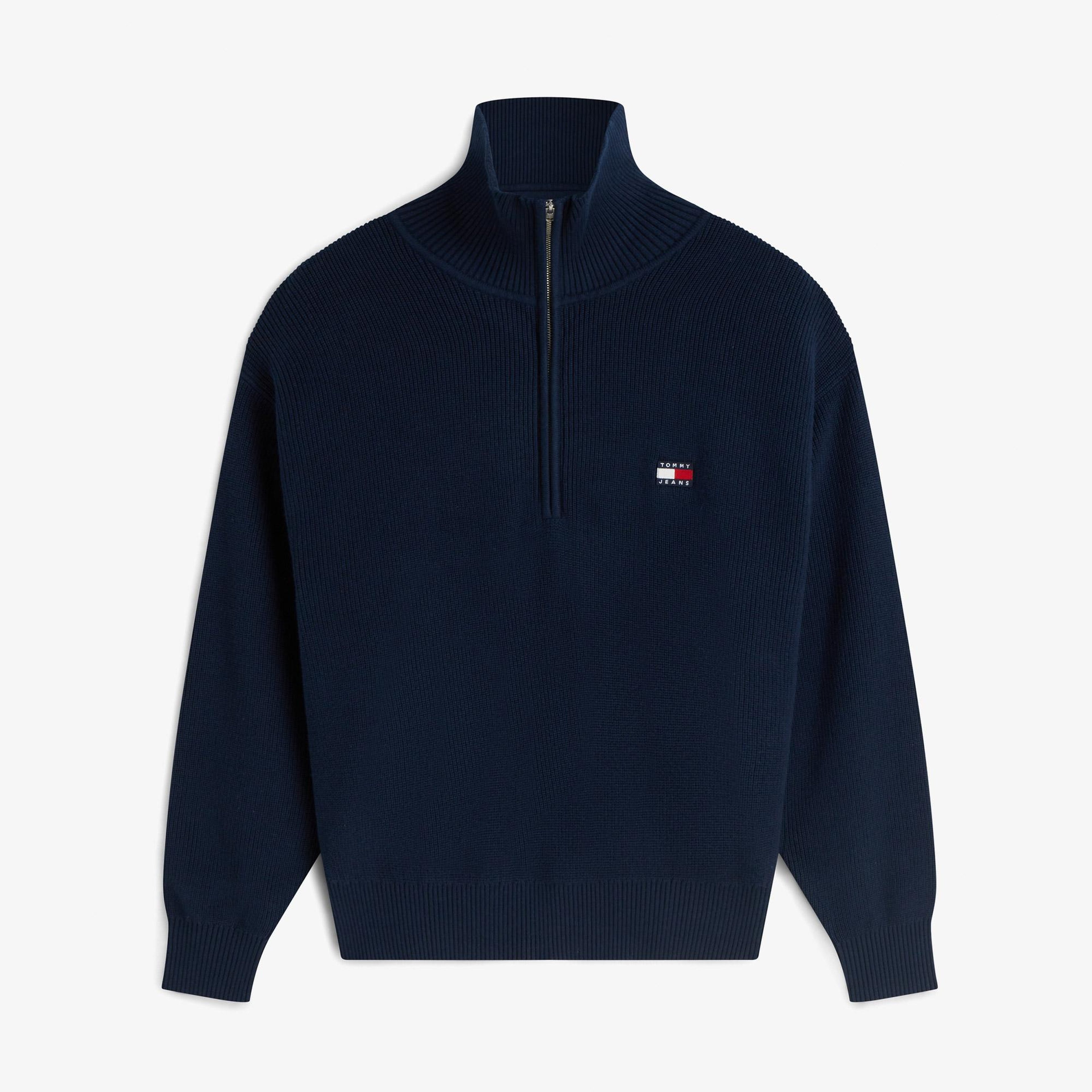 Tommy Hilfiger Quarter Zip Kadın Mavi Triko