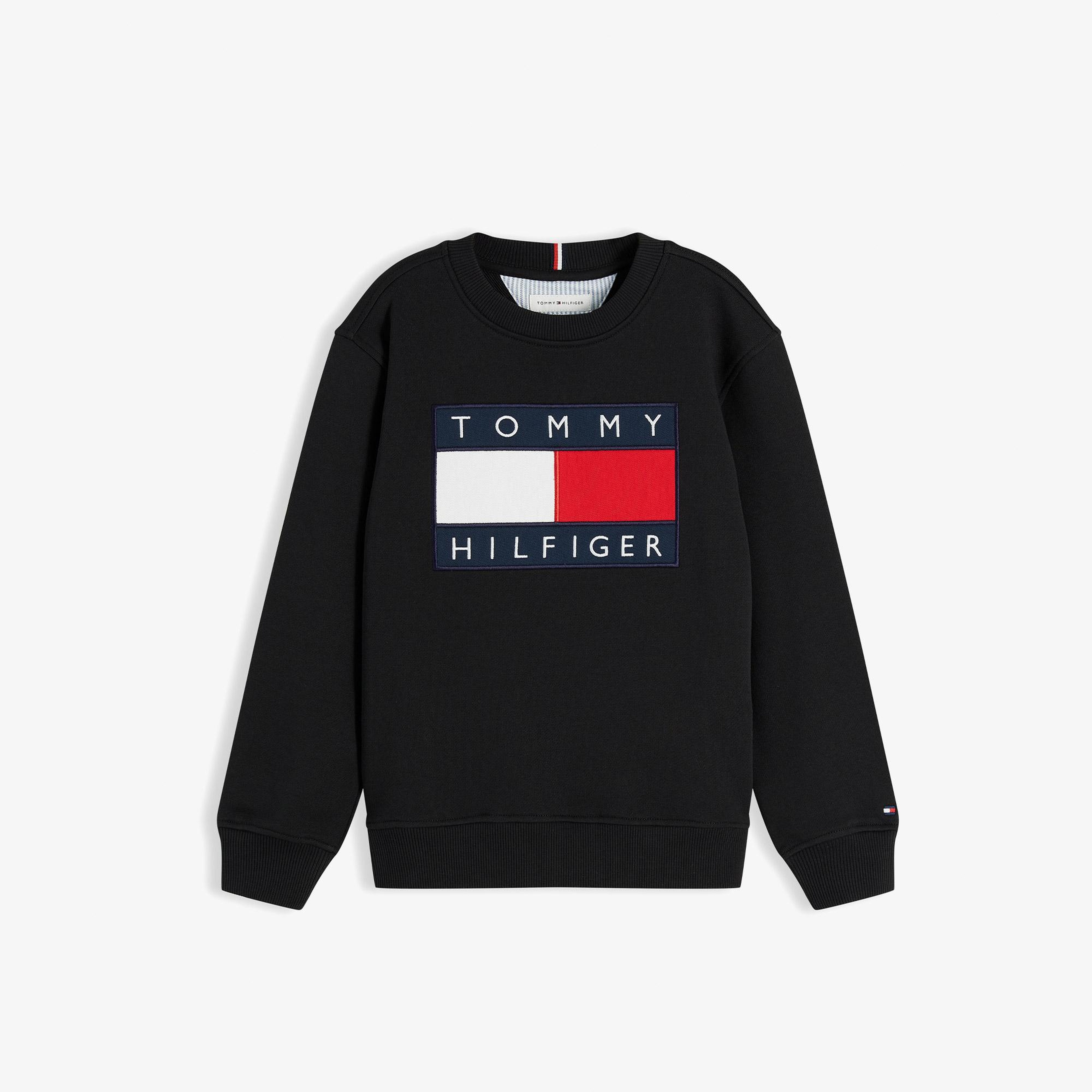 Tommy Hilfiger Heritage Flag Çocuk Siyah Sweatshirt