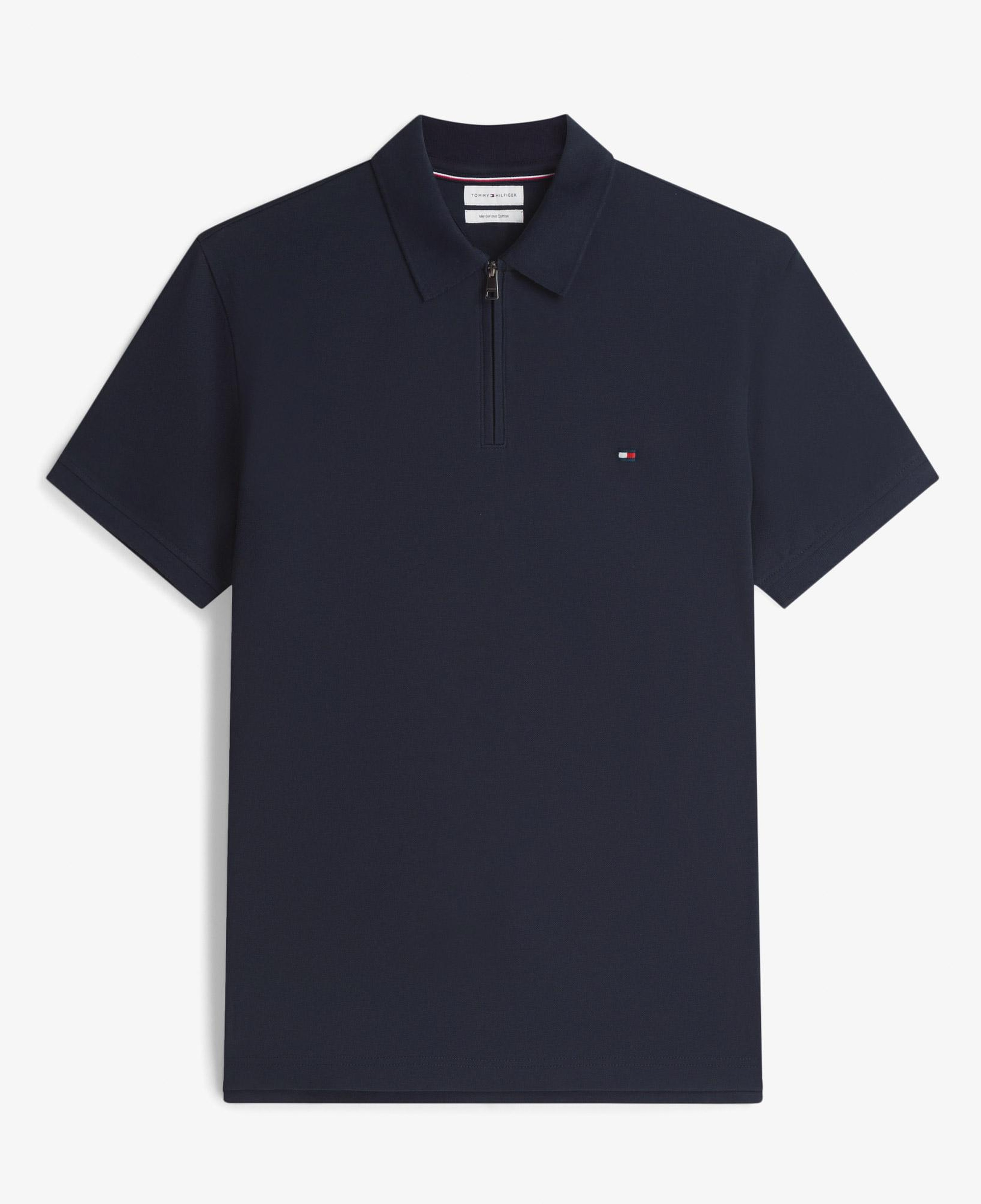 Tommy Hilfiger Merc Pique Zip Erkek Mavi Polo