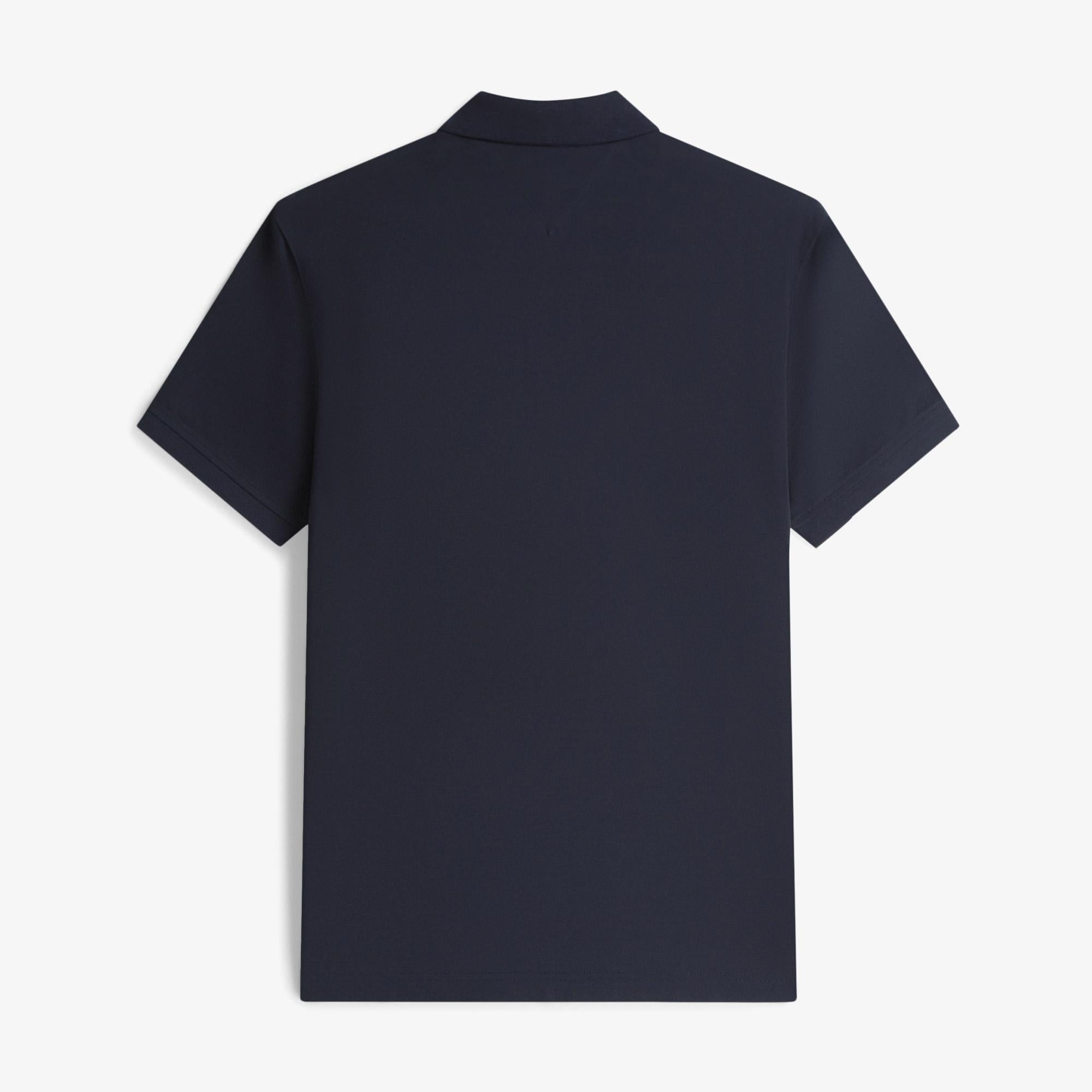 Tommy Hilfiger Merc Pique Zip Erkek Mavi Polo