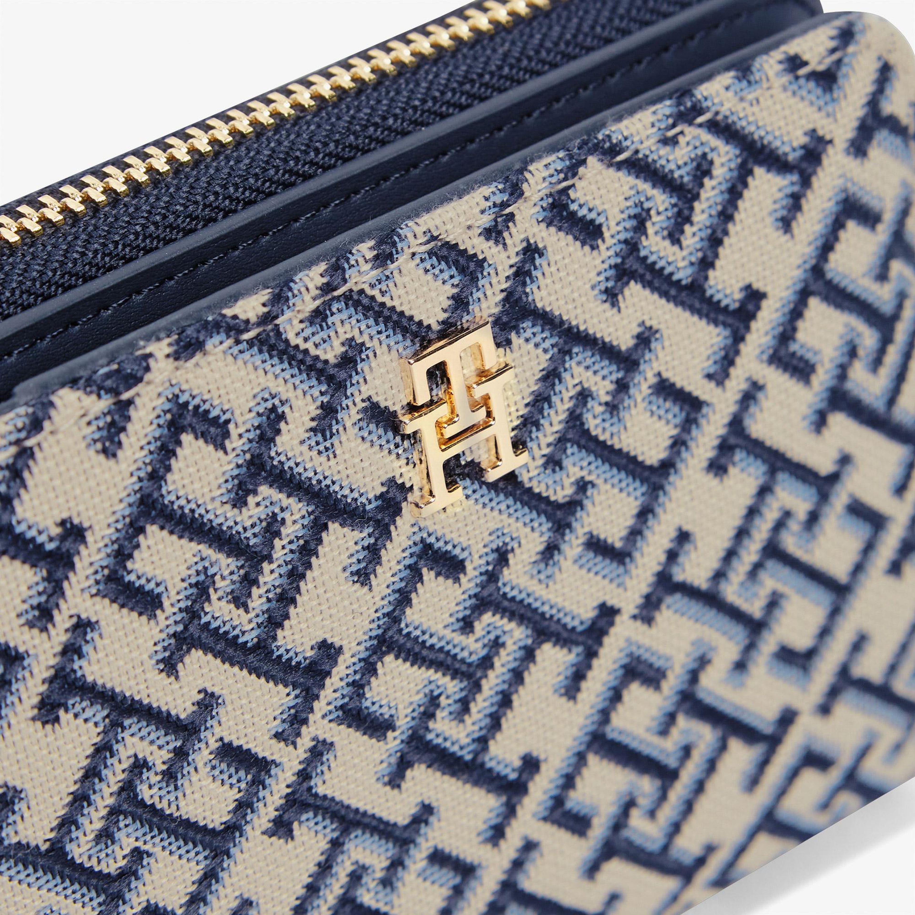 Tommy Hilfiger Icon Jacquard Kadın Mavi Cüzdan
