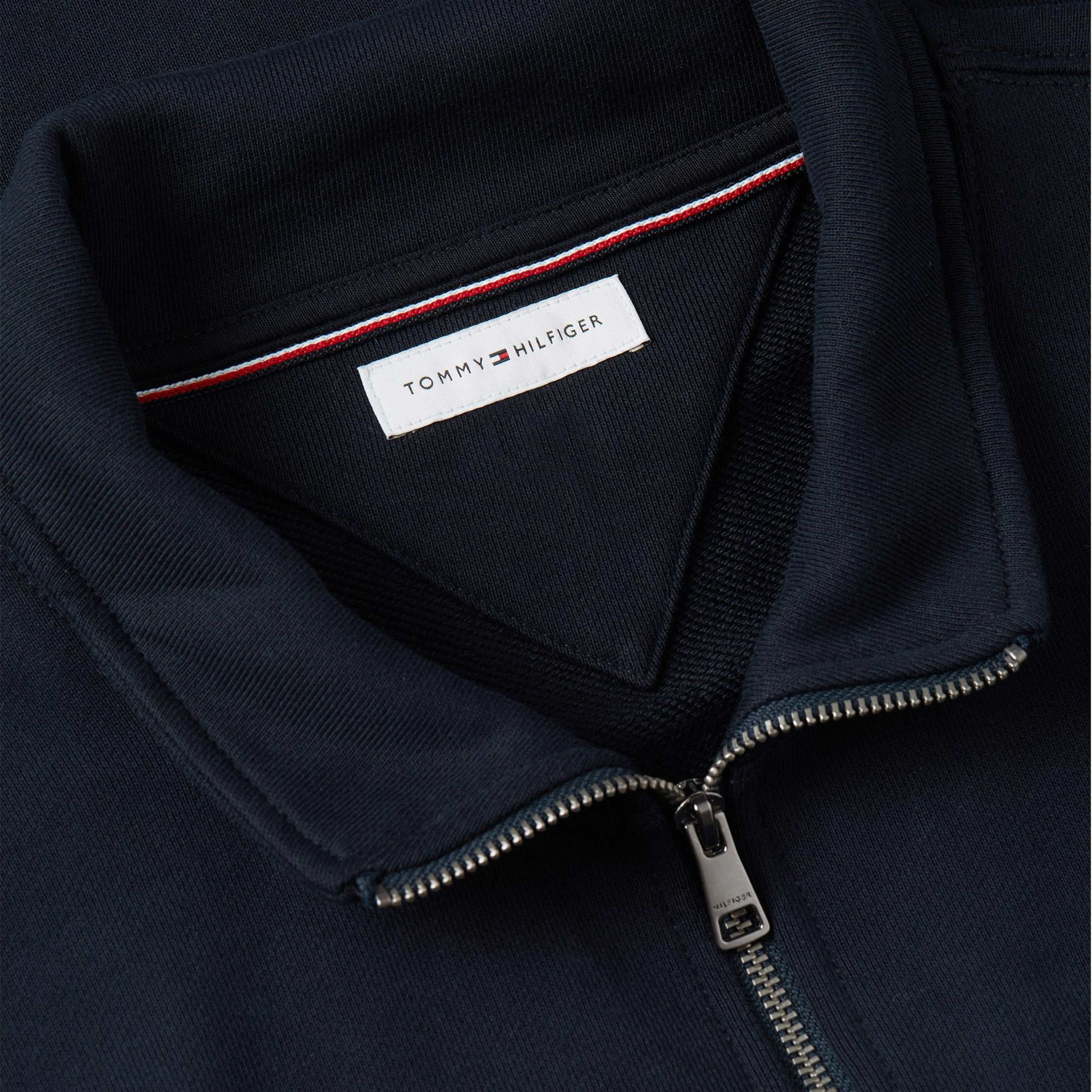Tommy Hilfiger Essential Terry New 1/4 Zip Erkek Mavi Sweatshirt