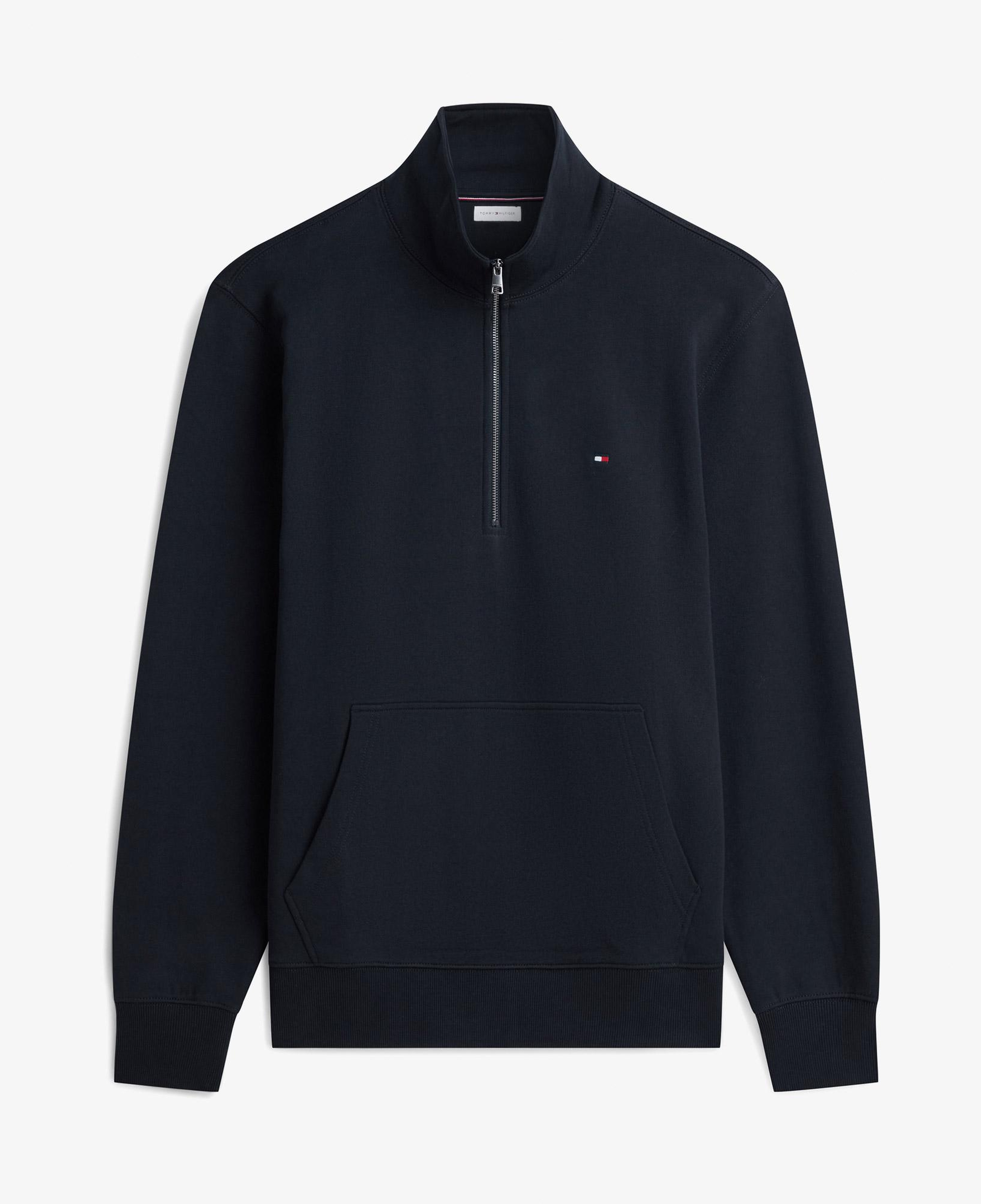 Tommy Hilfiger Essential Terry New 1/4 Zip Erkek Mavi Sweatshirt