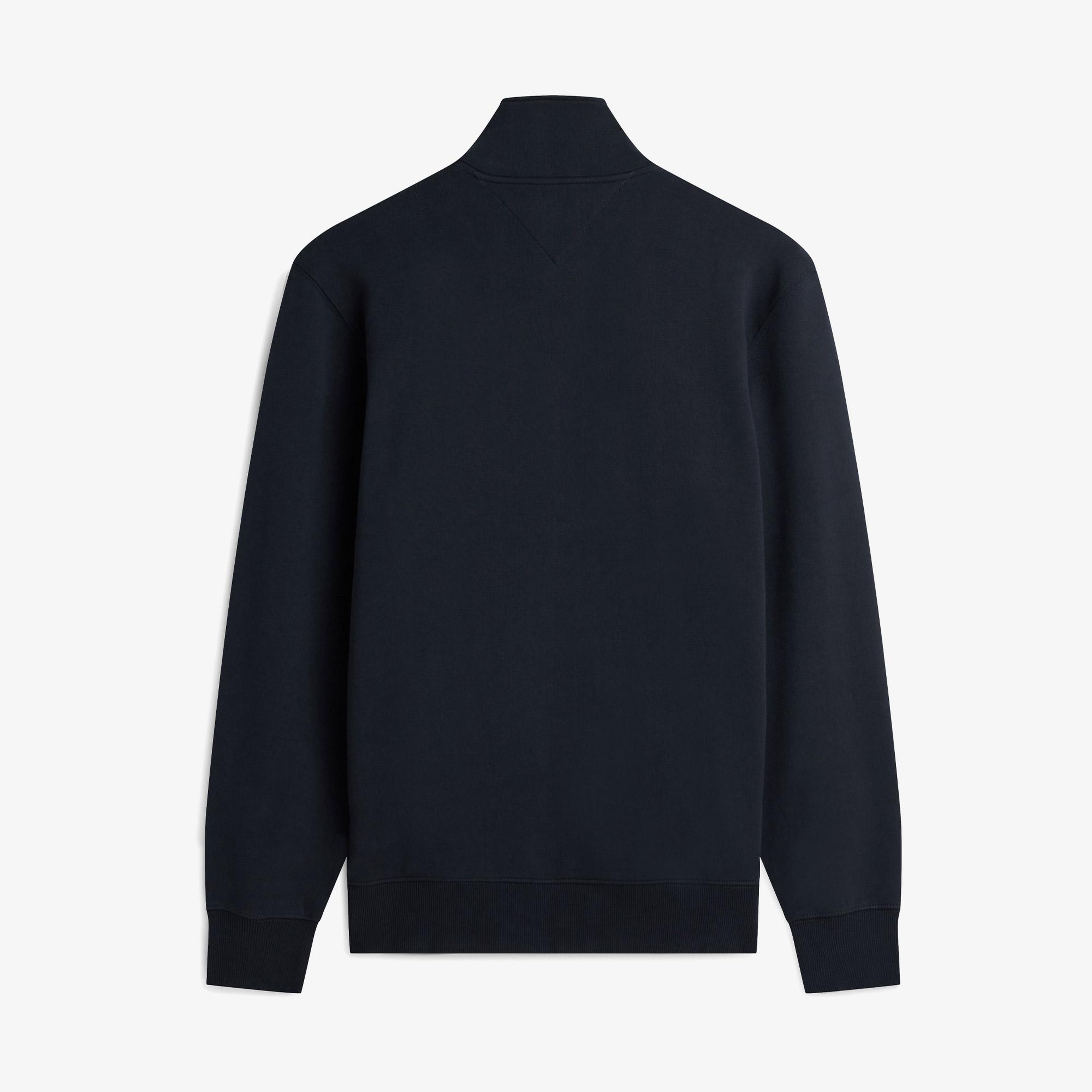 Tommy Hilfiger Essential Terry New 1/4 Zip Erkek Mavi Sweatshirt