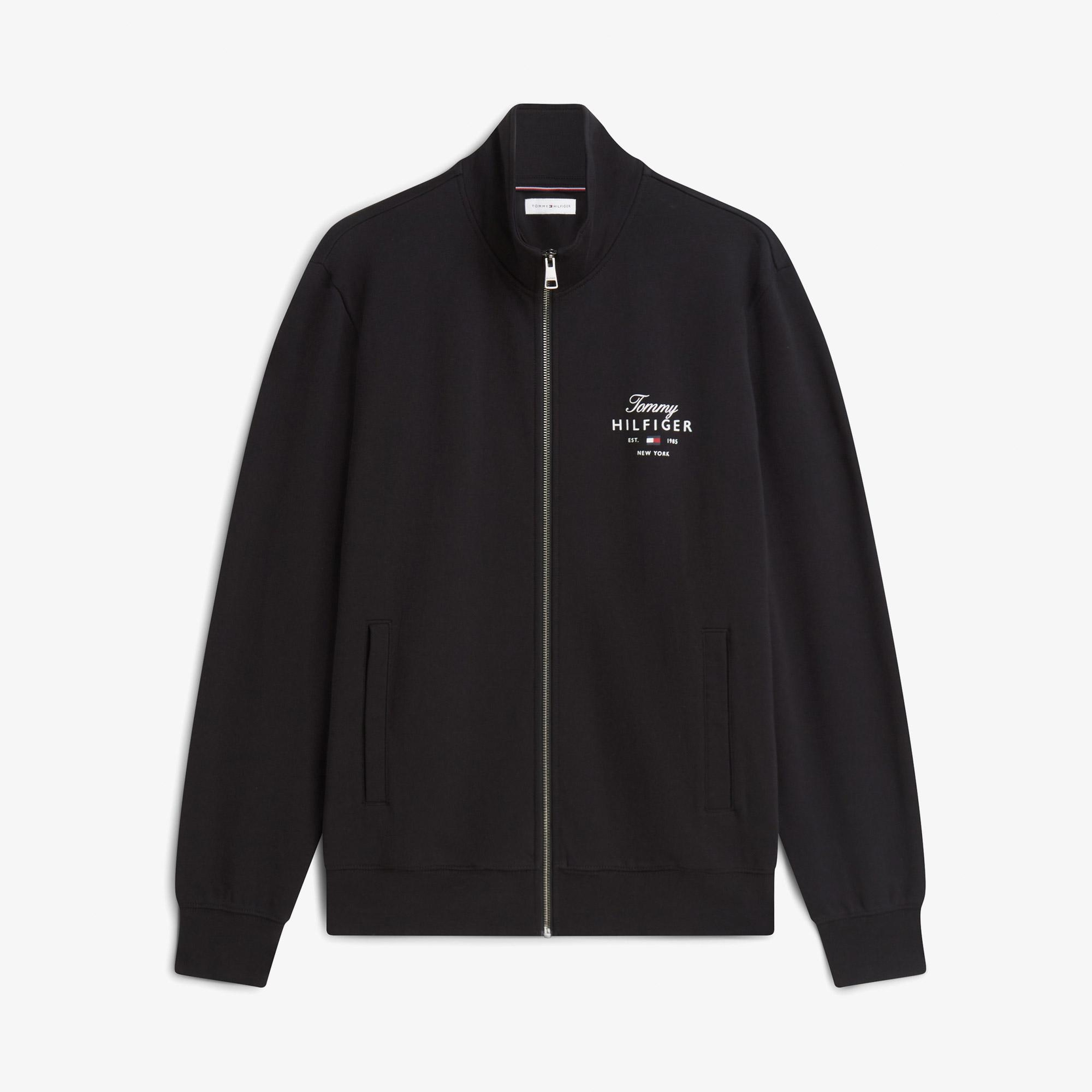 Tommy Hilfiger Script Stack Stand Collar Erkek Siyah Sweatshirt