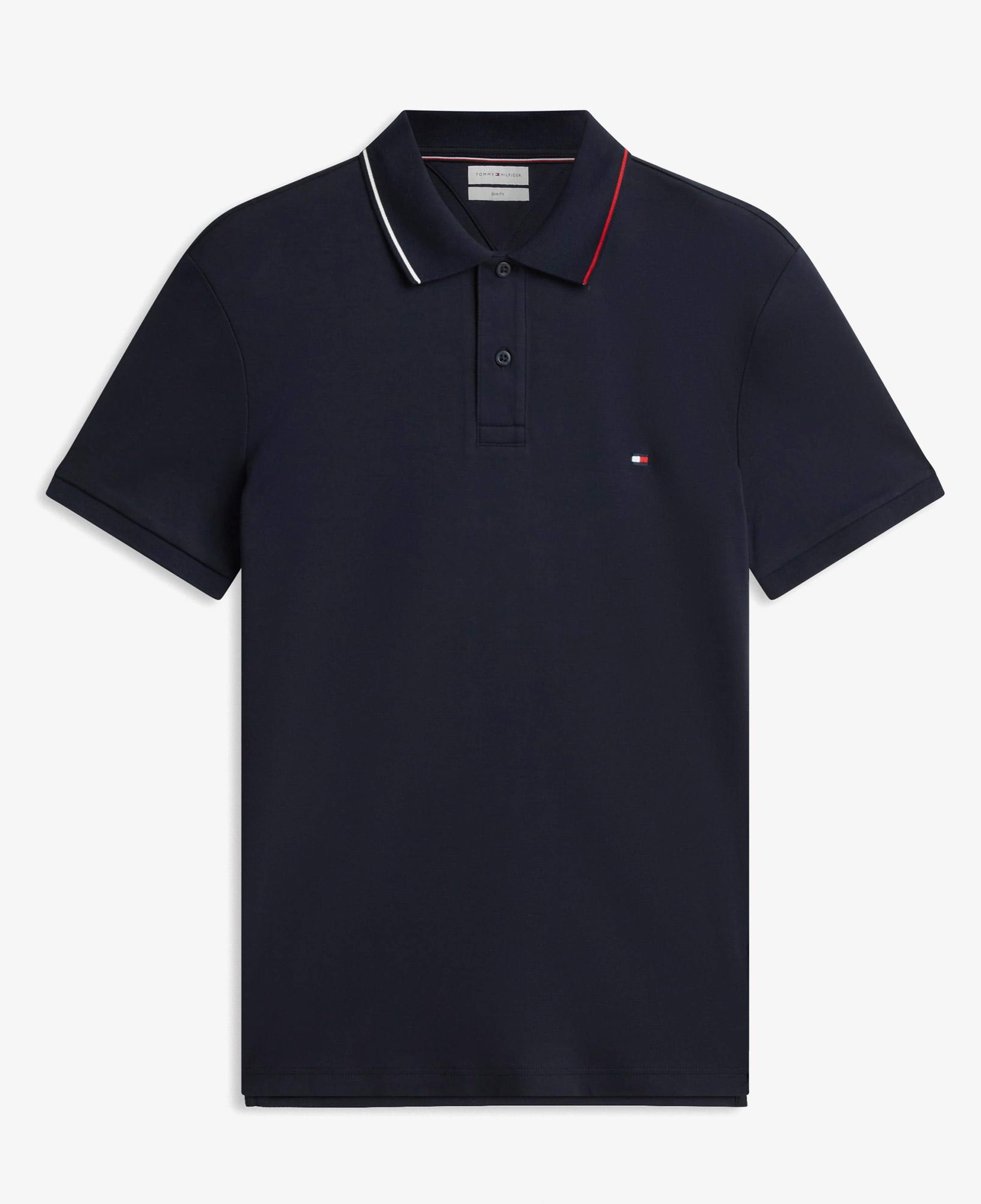 Tommy Hilfiger Liquid Cotton Tipped Slim Erkek Mavi Polo