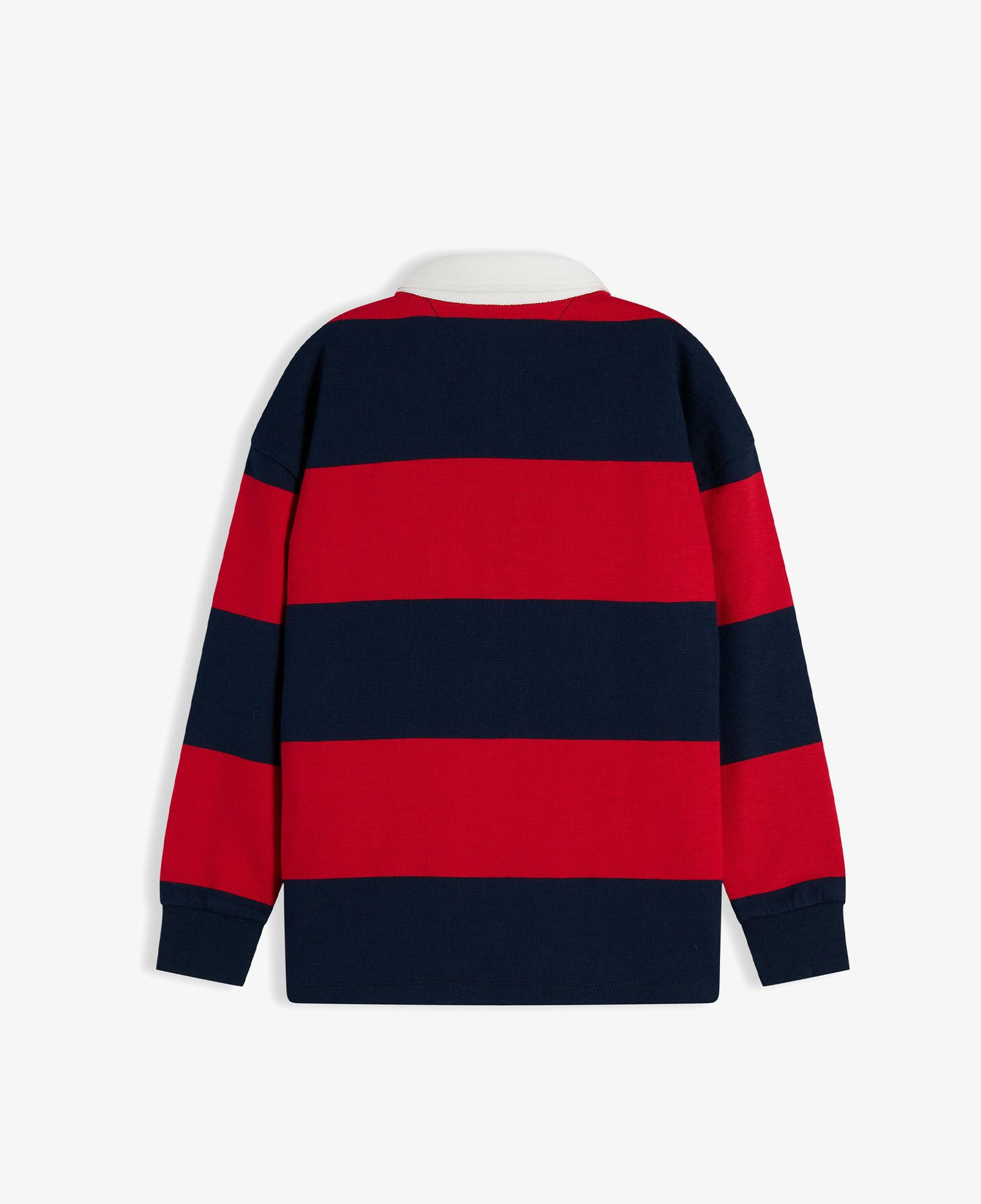 Tommy Hilfiger Slub Rugby Stripe Çocuk Kırmızı Polo