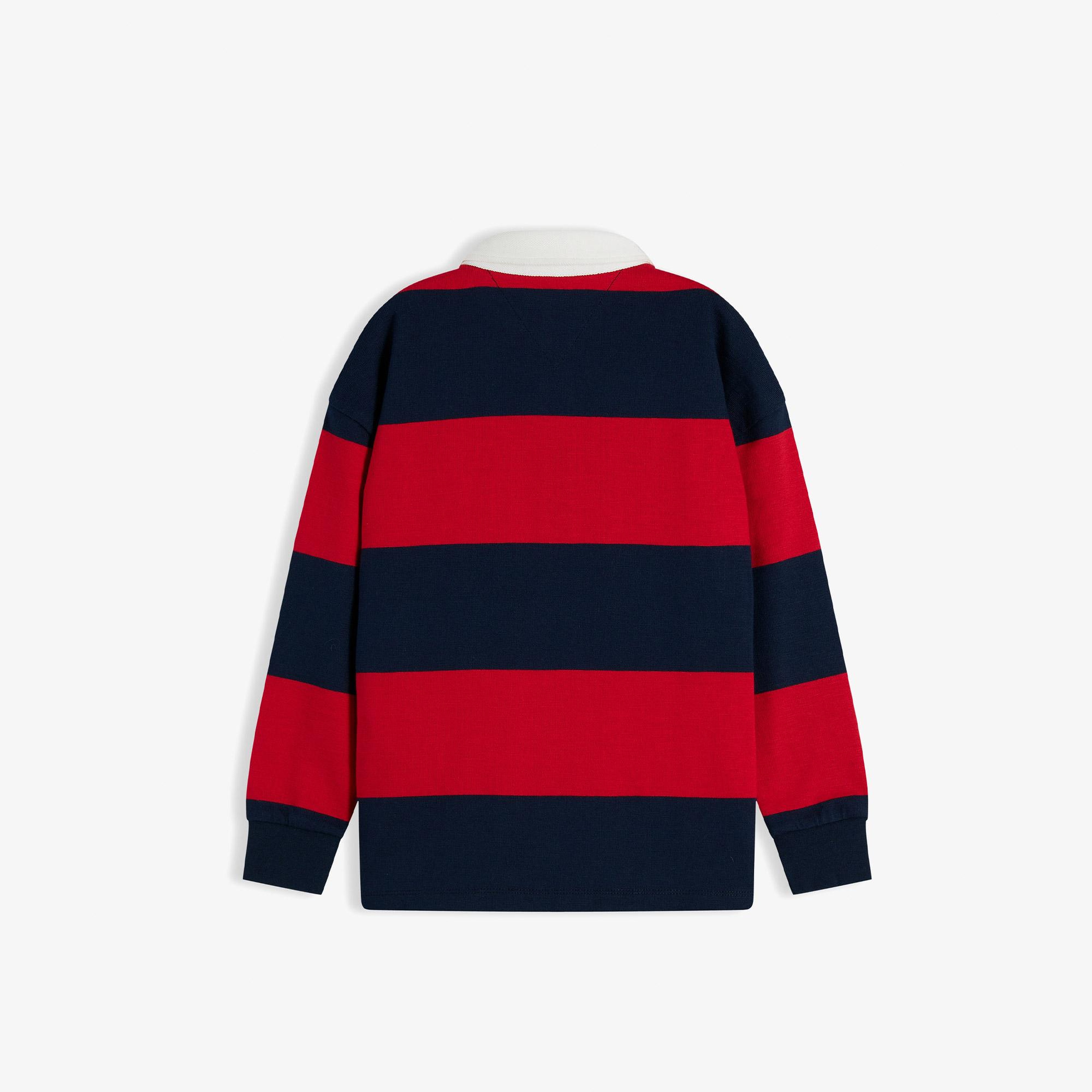 Tommy Hilfiger Slub Rugby Stripe Çocuk Kırmızı Polo