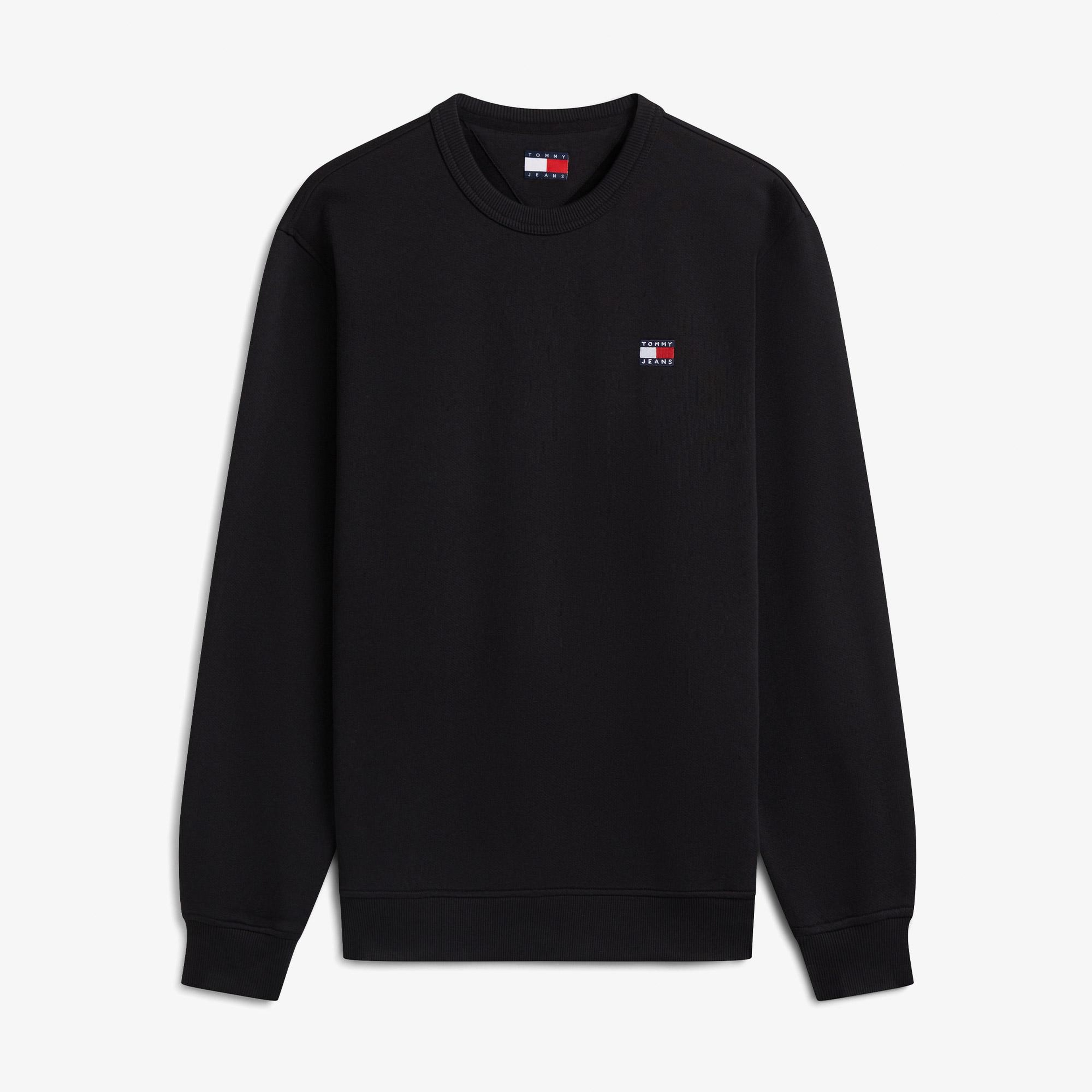 Tommy Hilfiger Badge Crew Erkek Siyah Sweatshirt