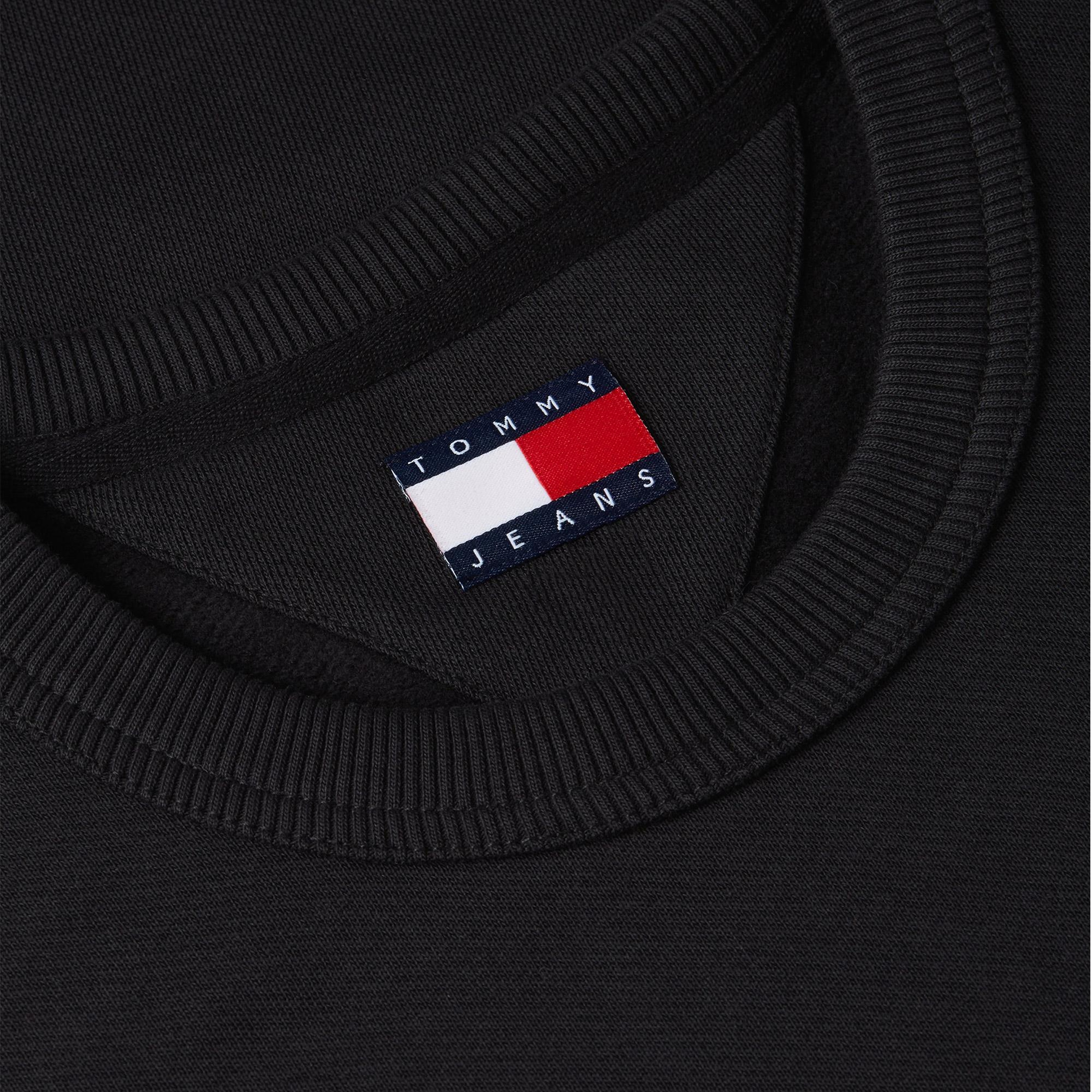Tommy Hilfiger Badge Crew Erkek Siyah Sweatshirt