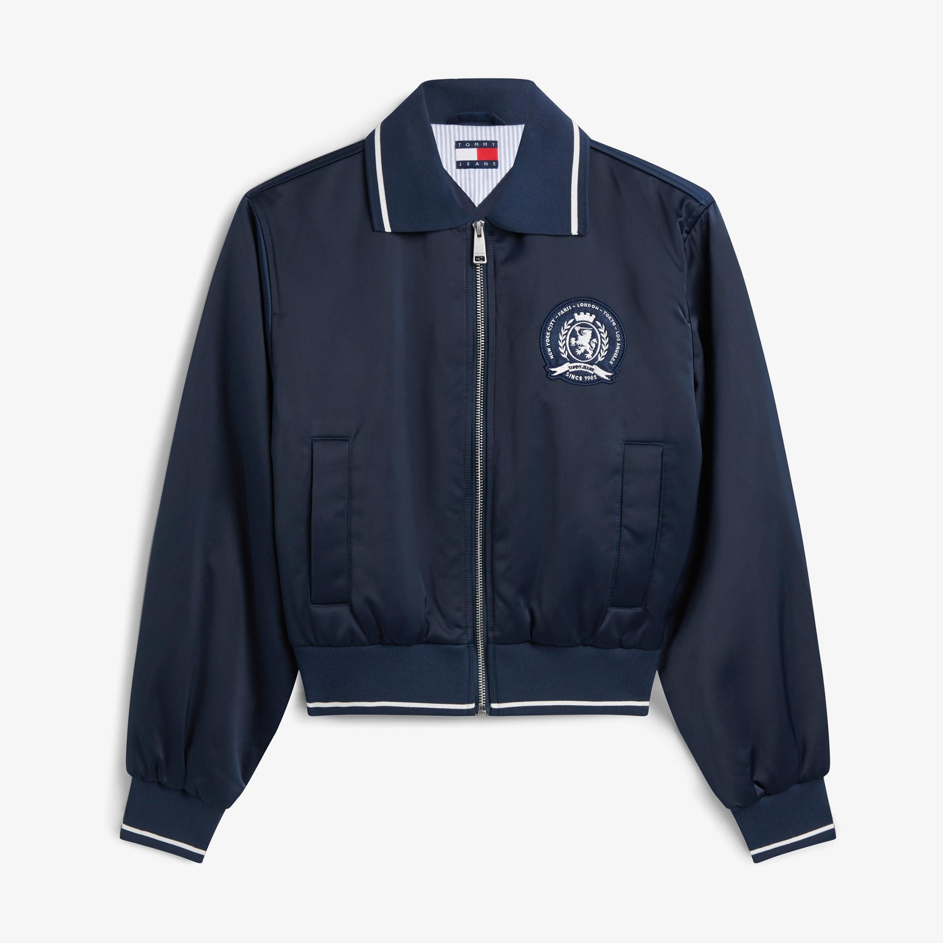 Tommy Hilfiger Collar Satin Varsity Kadın Mavi Ceket
