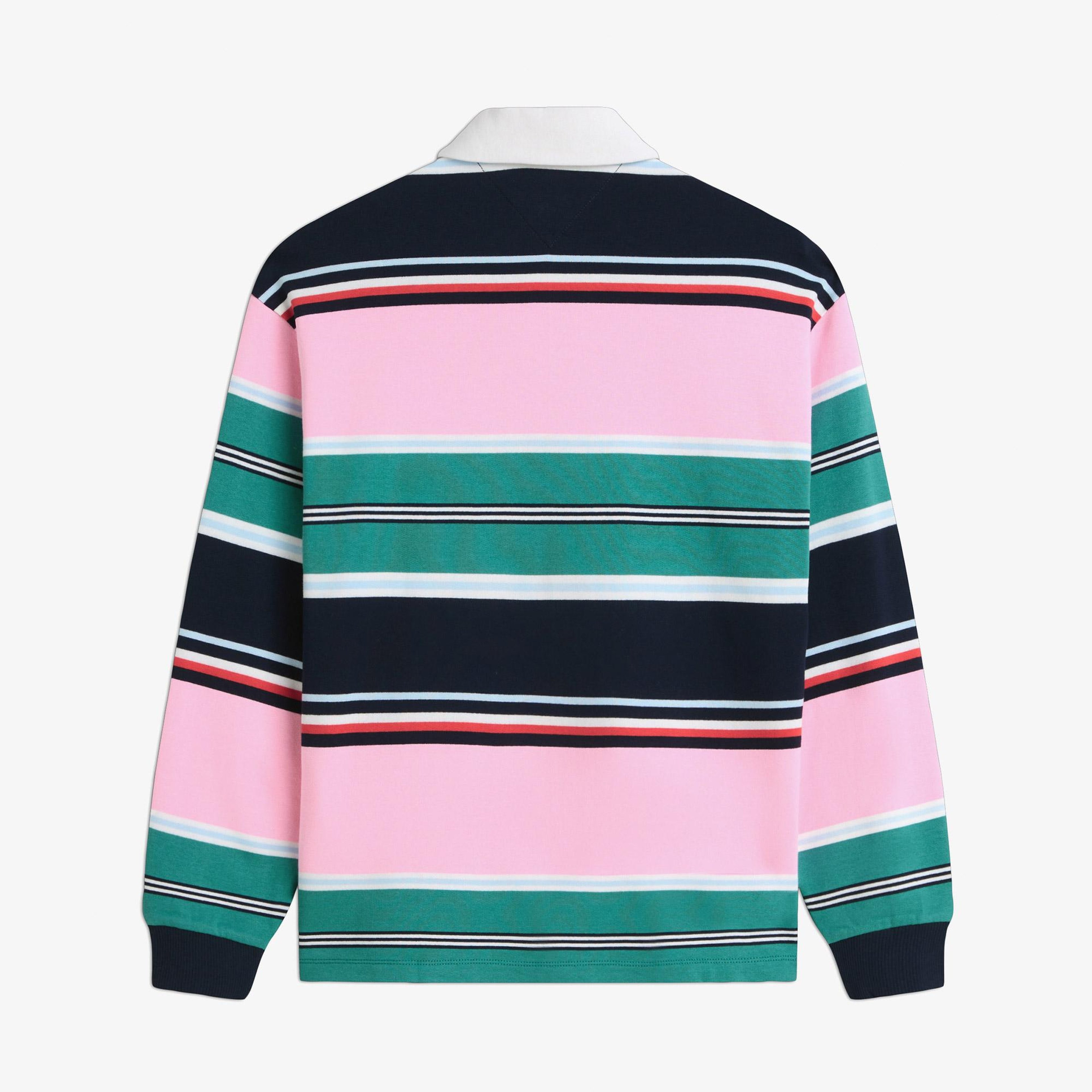 Tommy Hilfiger Multi Stripe Rugby Kadın Pembe Sweatshirt