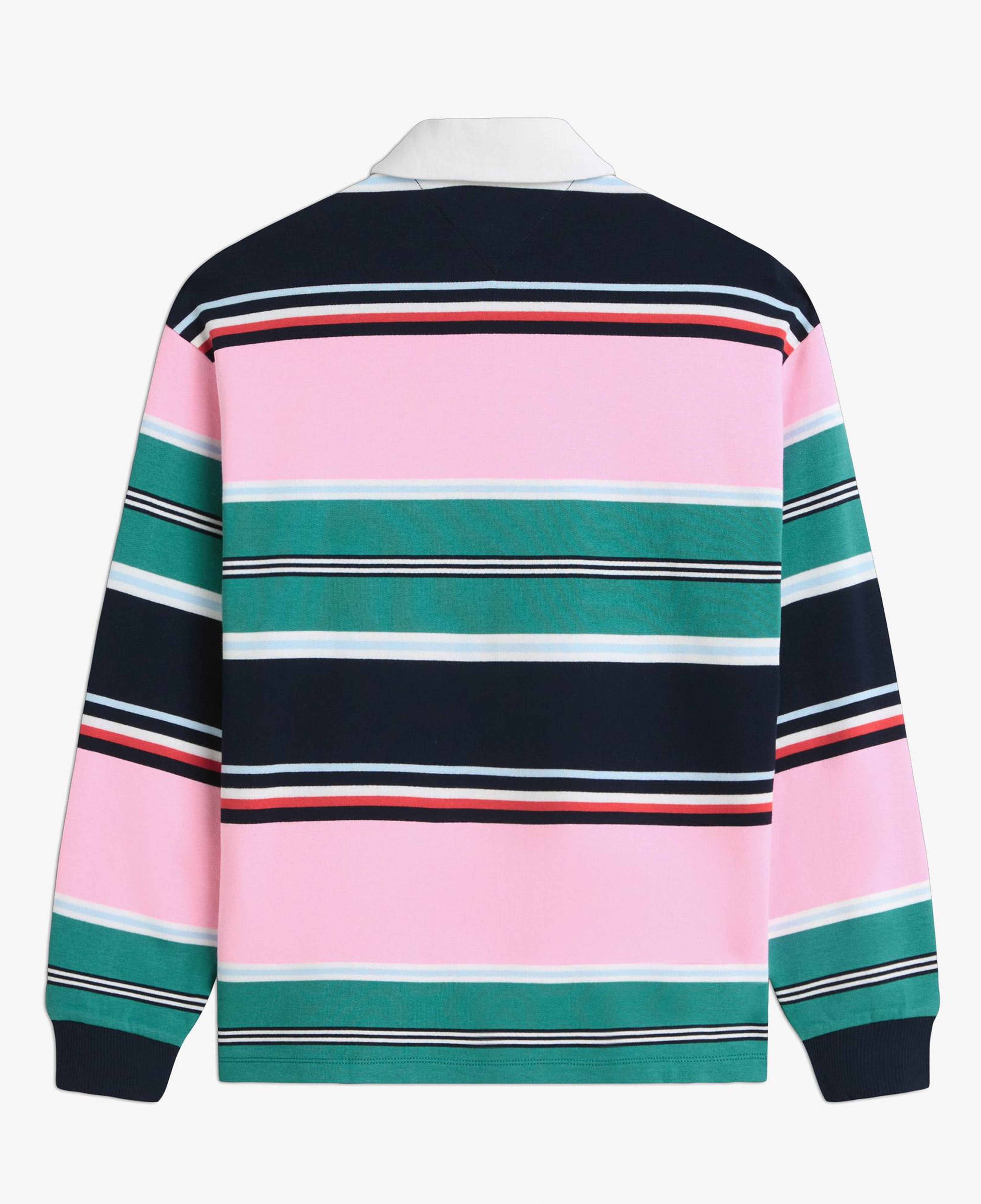 Tommy Hilfiger Multi Stripe Rugby Kadın Pembe Sweatshirt