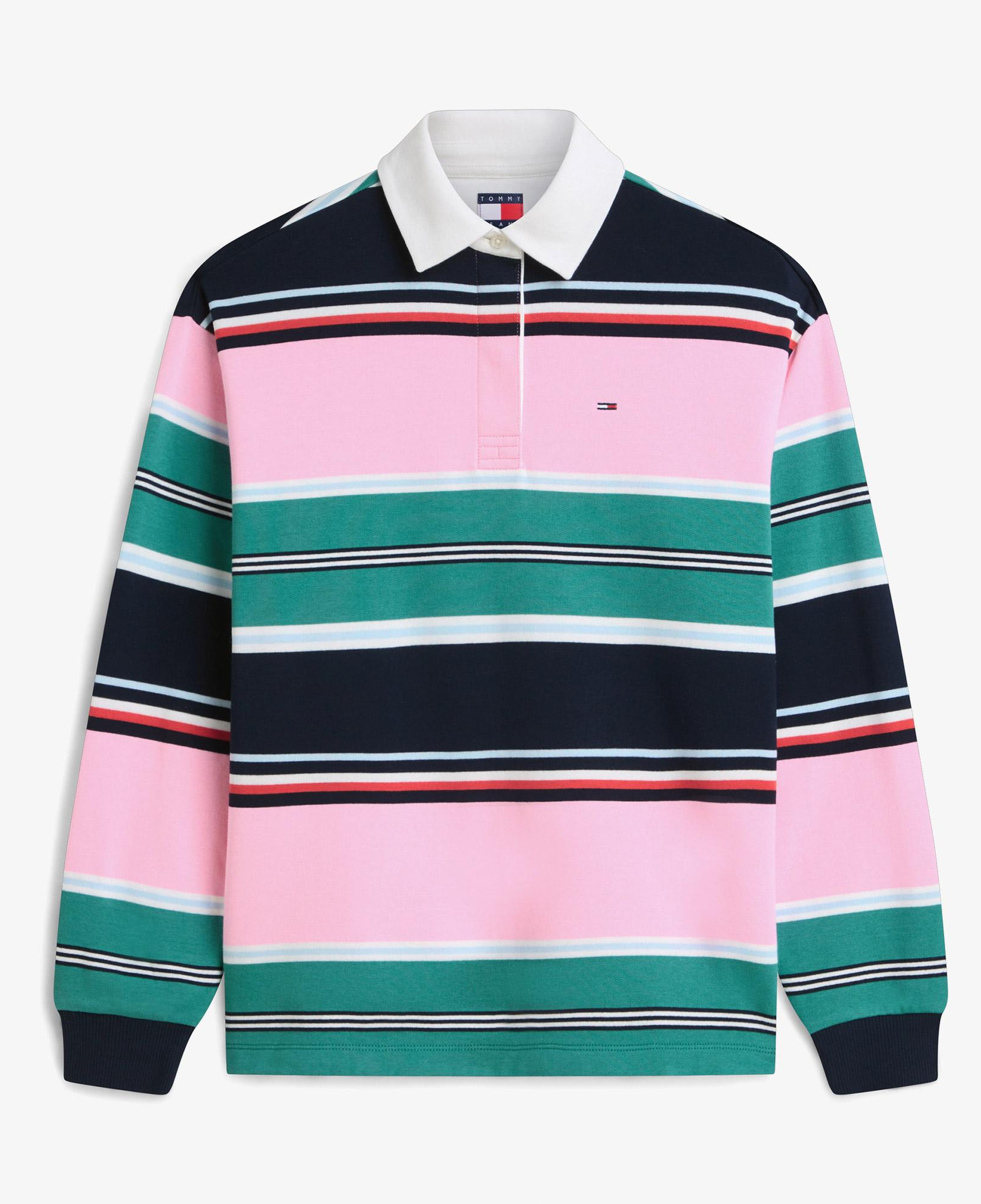 Tommy Hilfiger Multi Stripe Rugby Kadın Pembe Sweatshirt