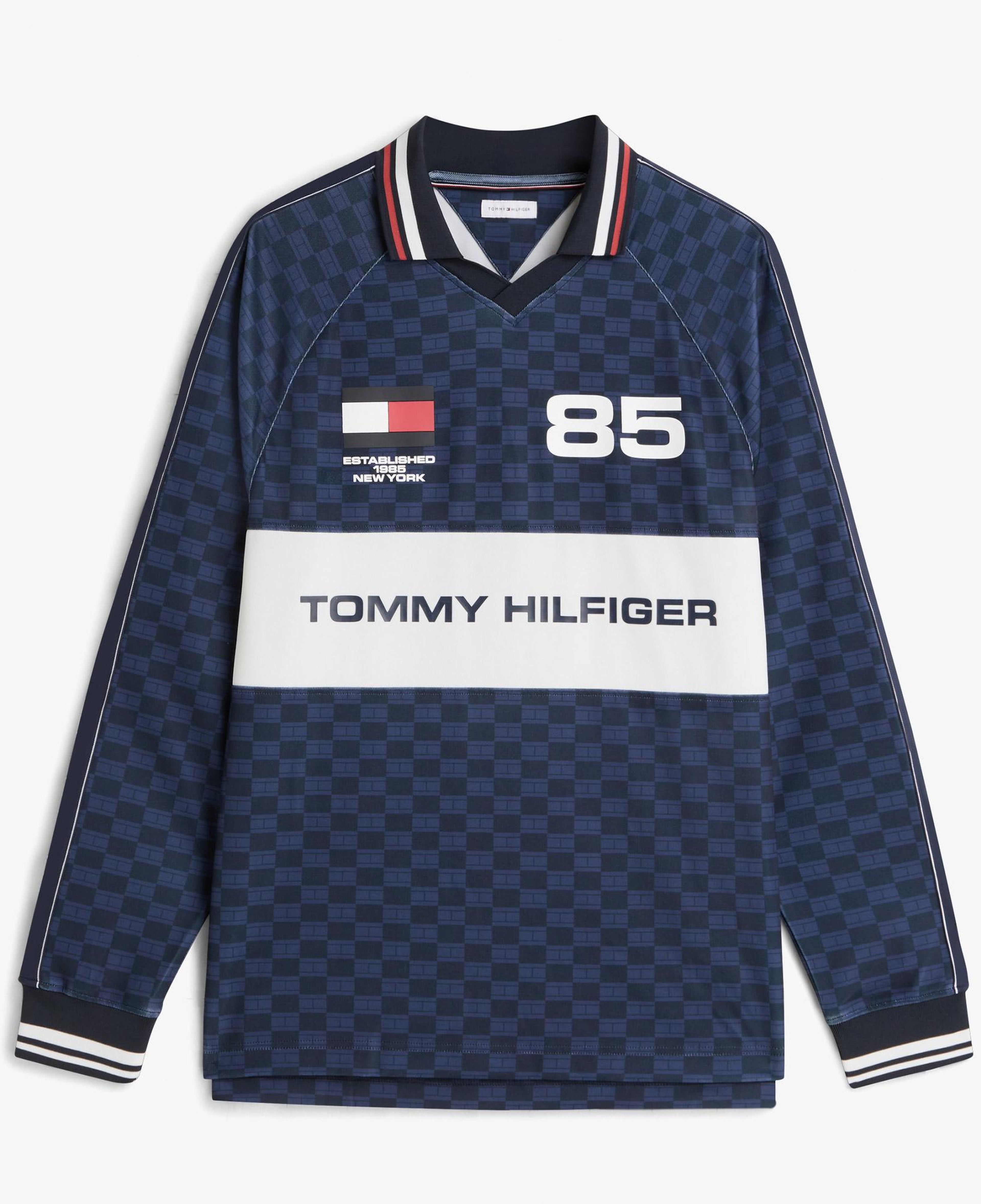 Tommy Hilfiger Countries Pique Printed Rugby Erkek Mavi Sweatshirt