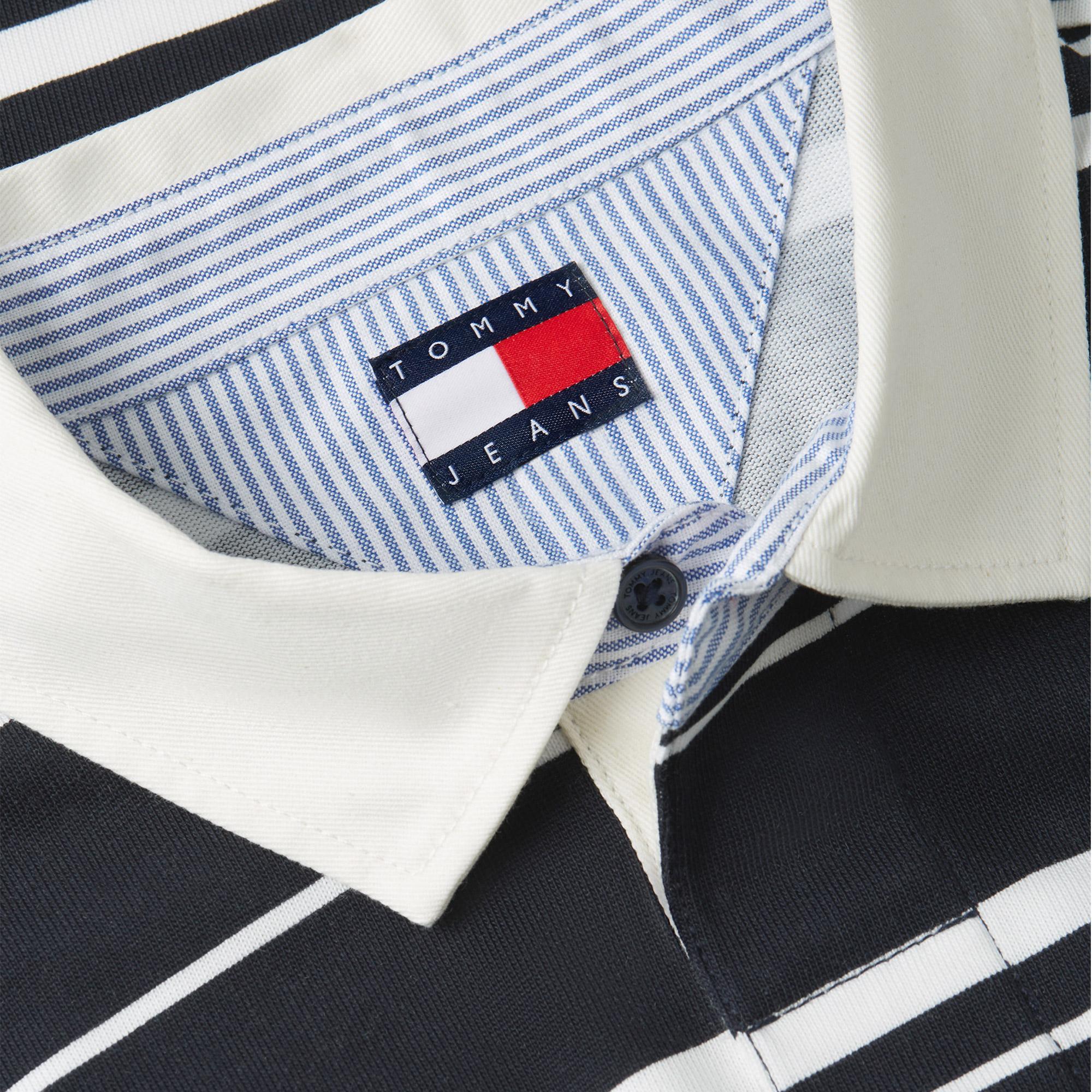Tommy Hilfiger Branded Stripe Rugby Erkek Mavi Polo