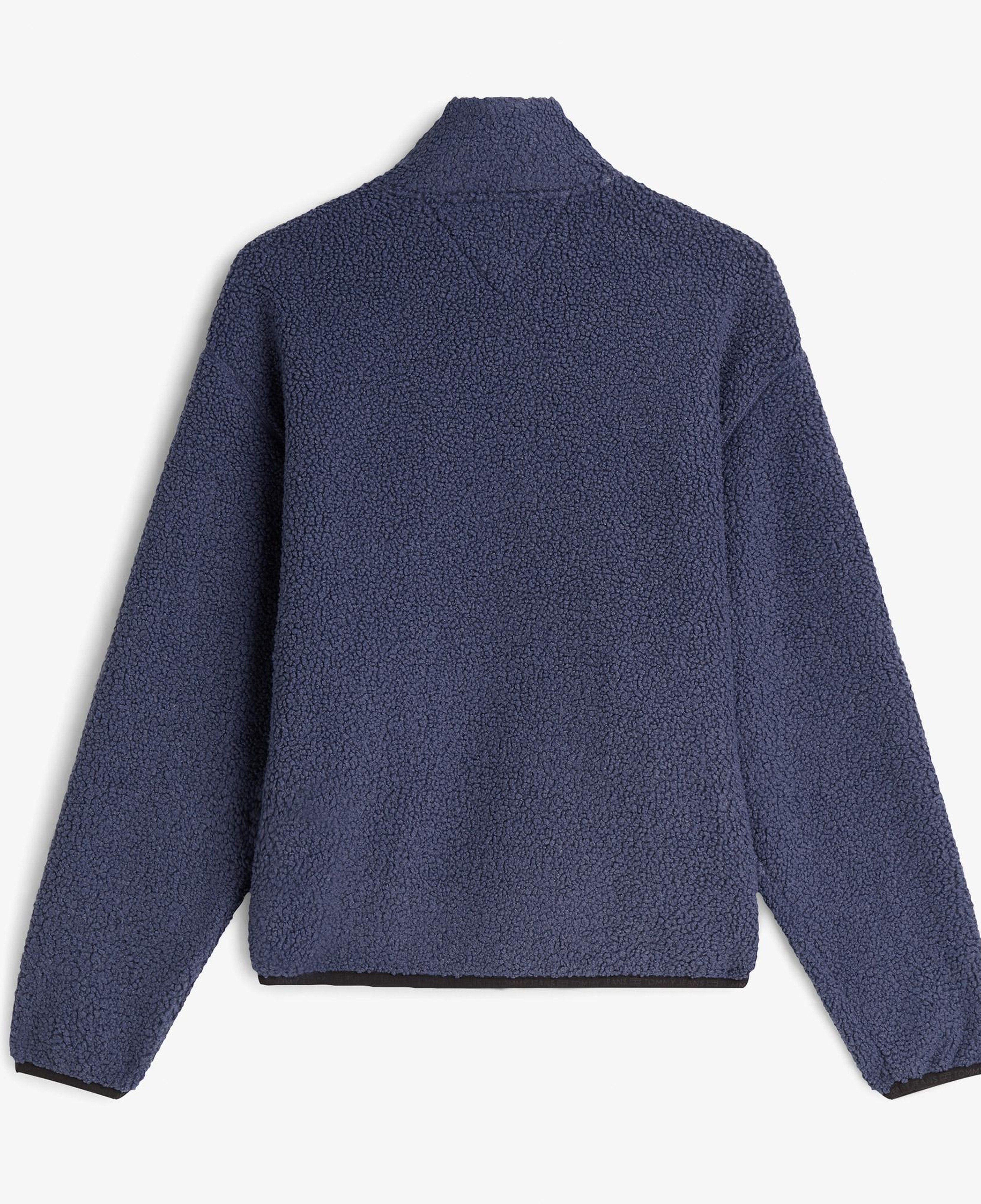 Tommy Hilfiger Badge Zip-Thru Teddy Erkek Mavi Polar Sweatshirt