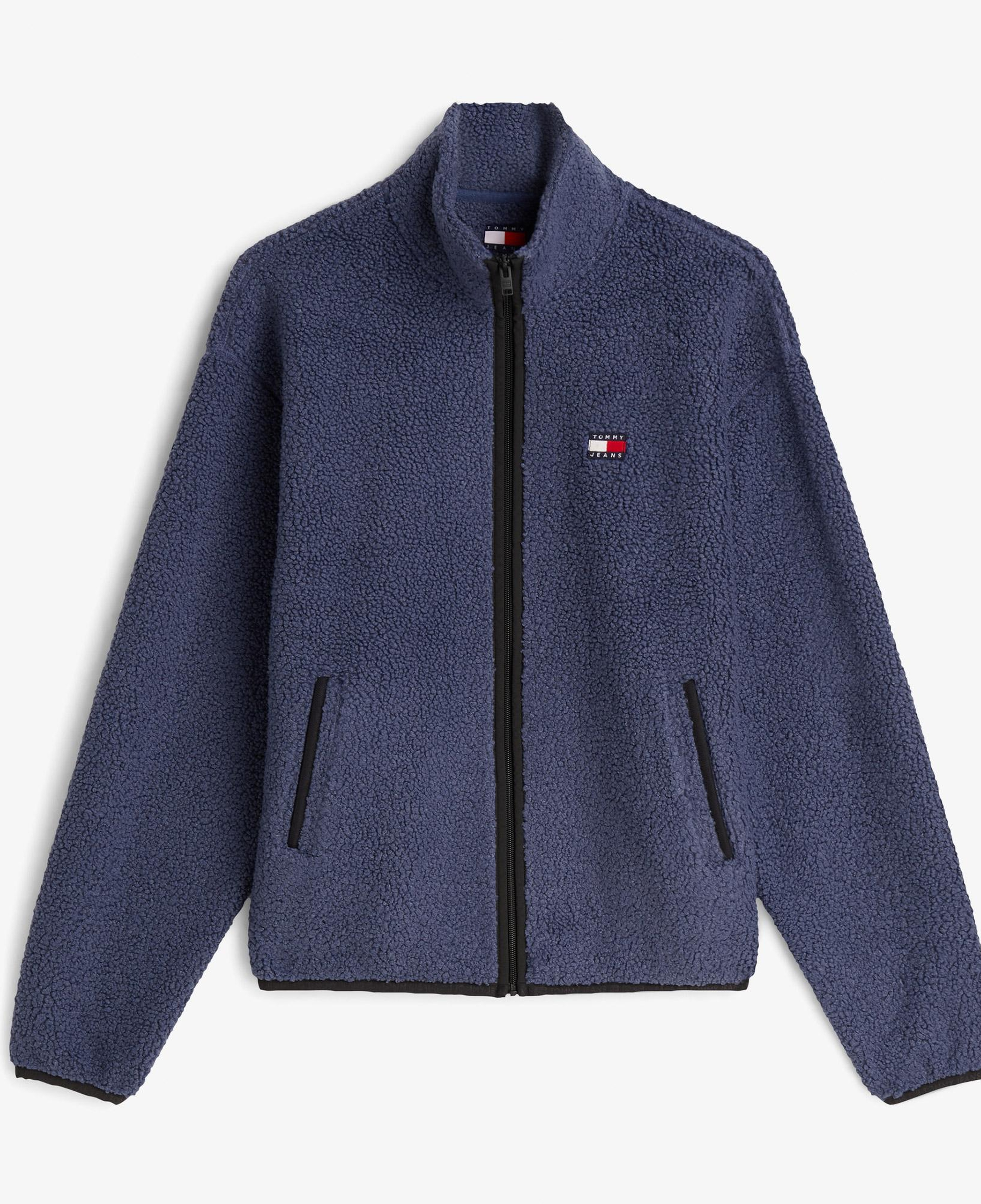 Tommy Hilfiger Badge Zip-Thru Teddy Erkek Mavi Polar Sweatshirt