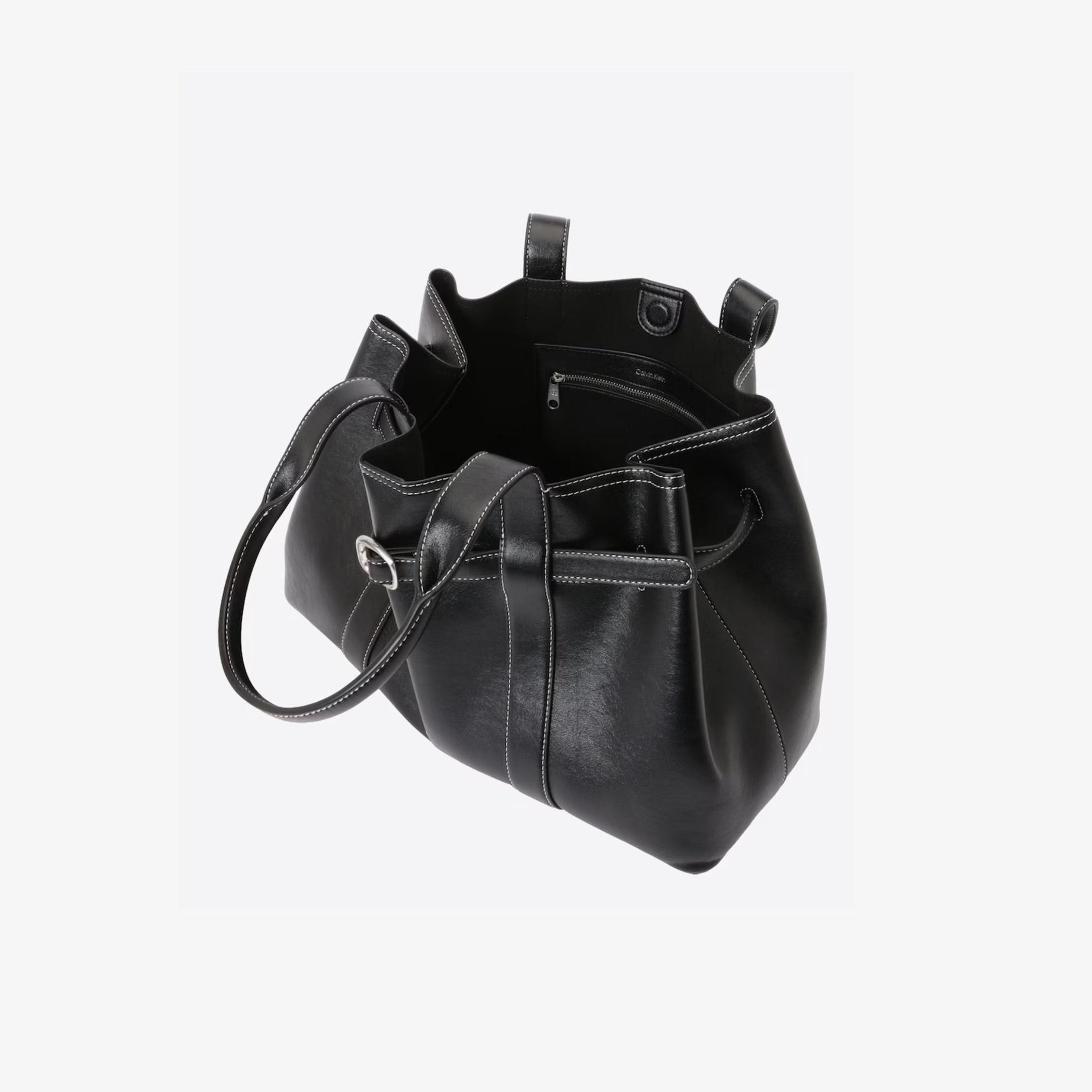 Calvin Klein Buckle Medium Work Kadın Siyah Tote El Çantası
