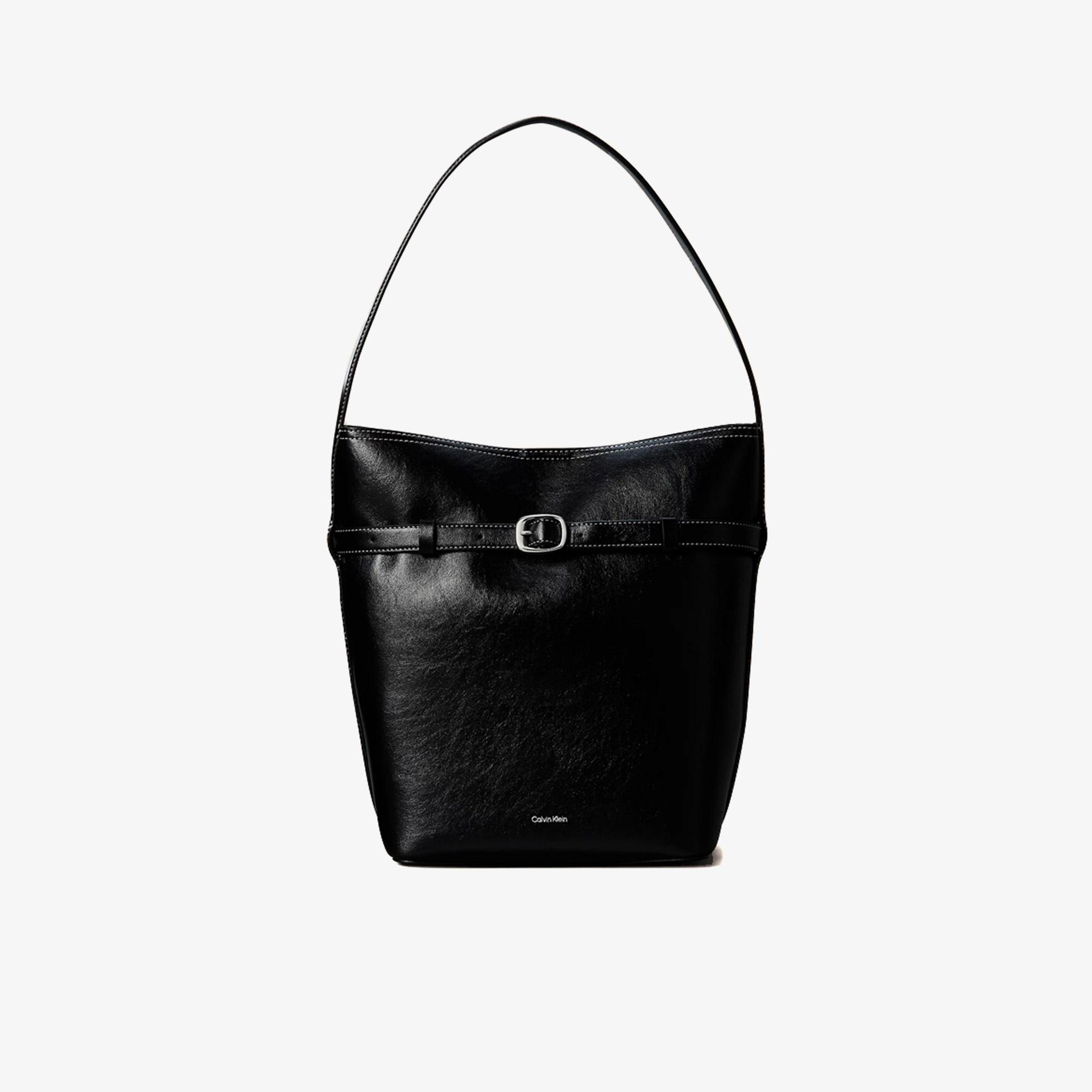 Calvin Klein Buckle Medium Bucket Kadın Siyah El Çantası