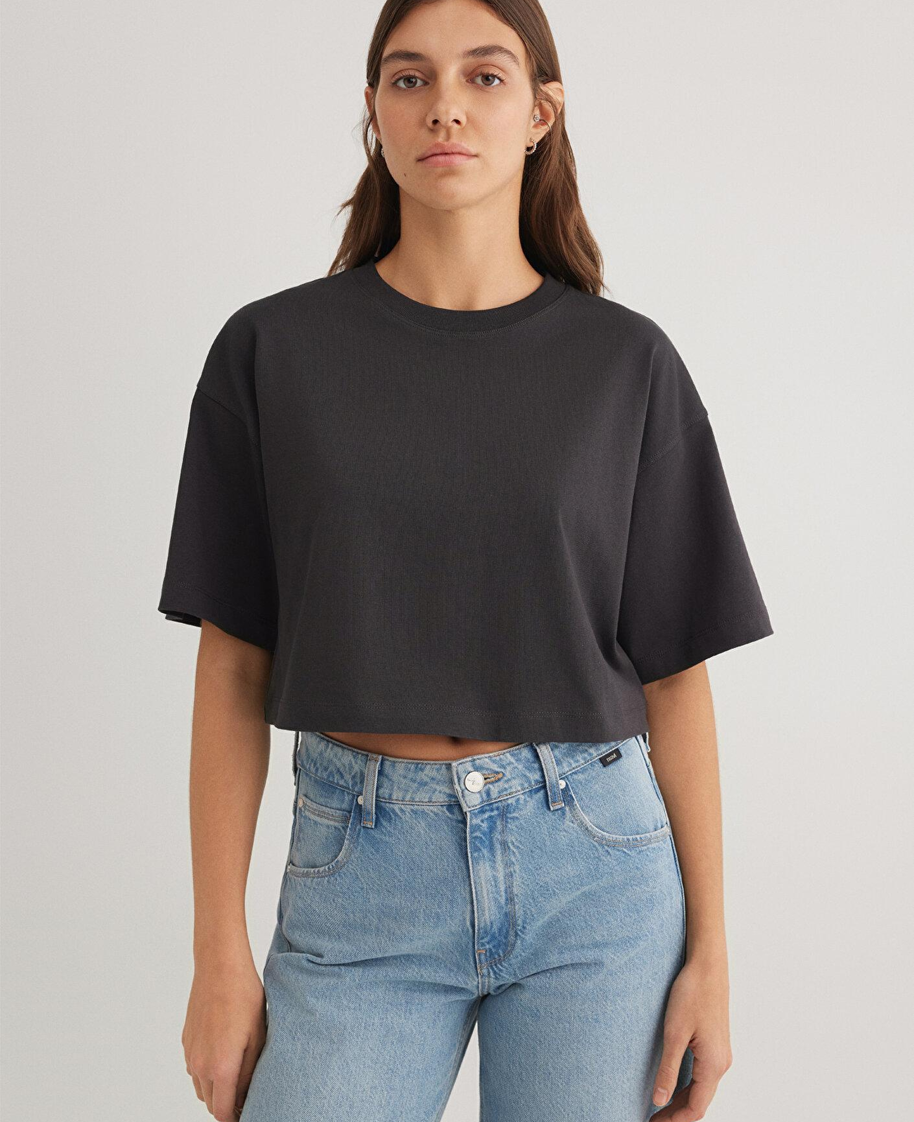 Mavi Antrasit Crop Basic Tişört Crop / Kısa Kesim 1612377-70087
