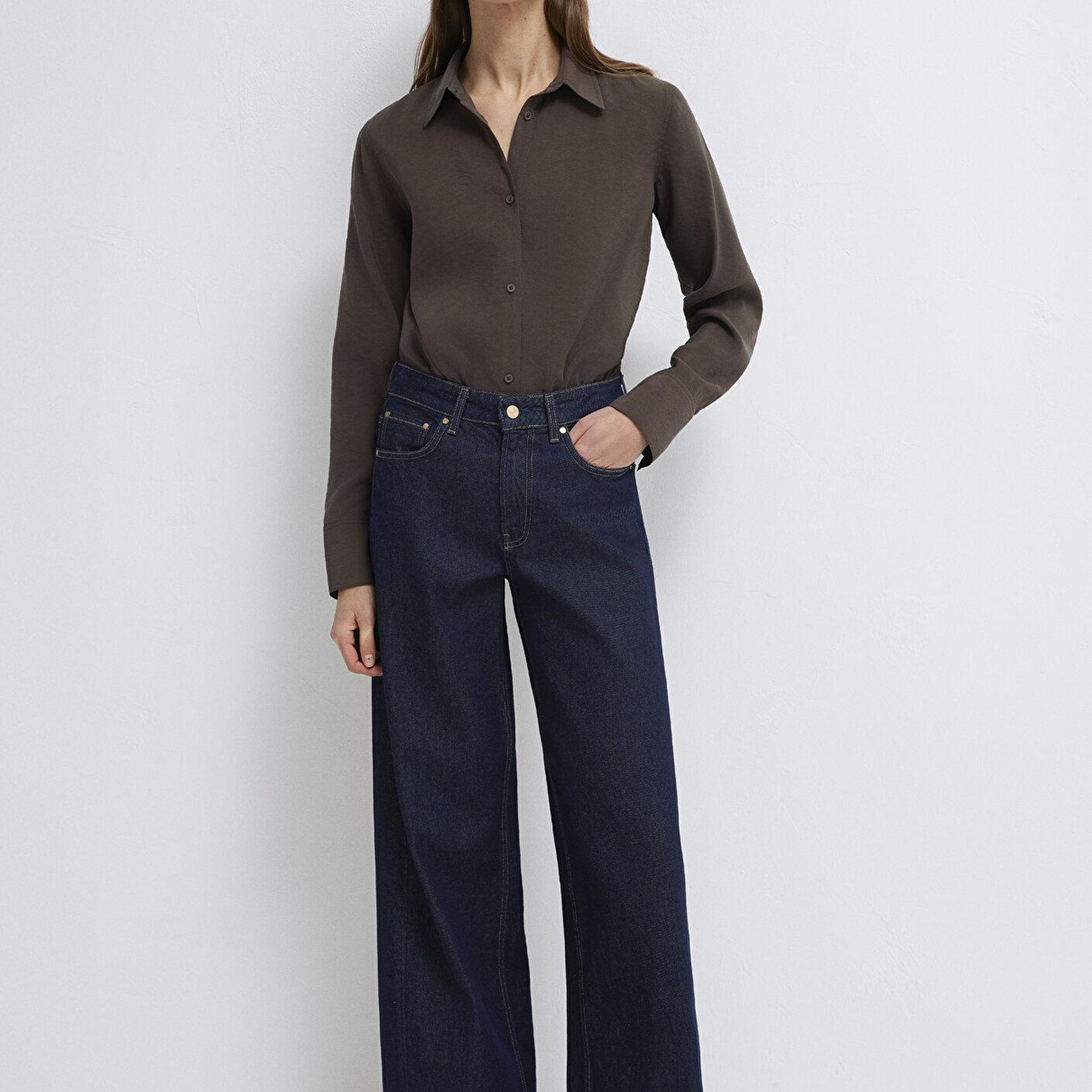 Mavi Kahverengi (TENCEL™) Liyosel Karışımlı Gömlek Regular Fit / Normal Kesim 1211374-70238