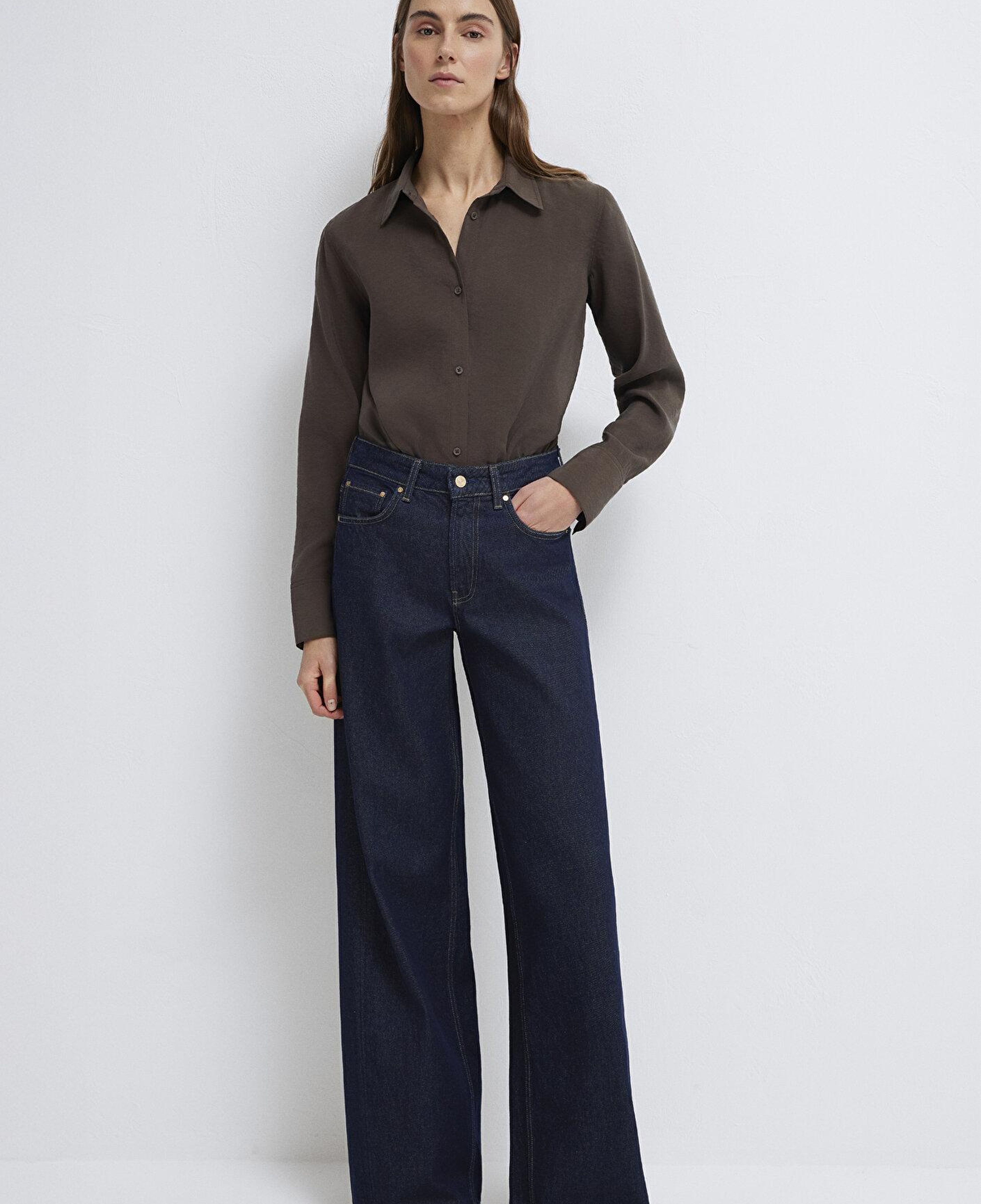 Mavi Kahverengi (TENCEL™) Liyosel Karışımlı Gömlek Regular Fit / Normal Kesim 1211374-70238