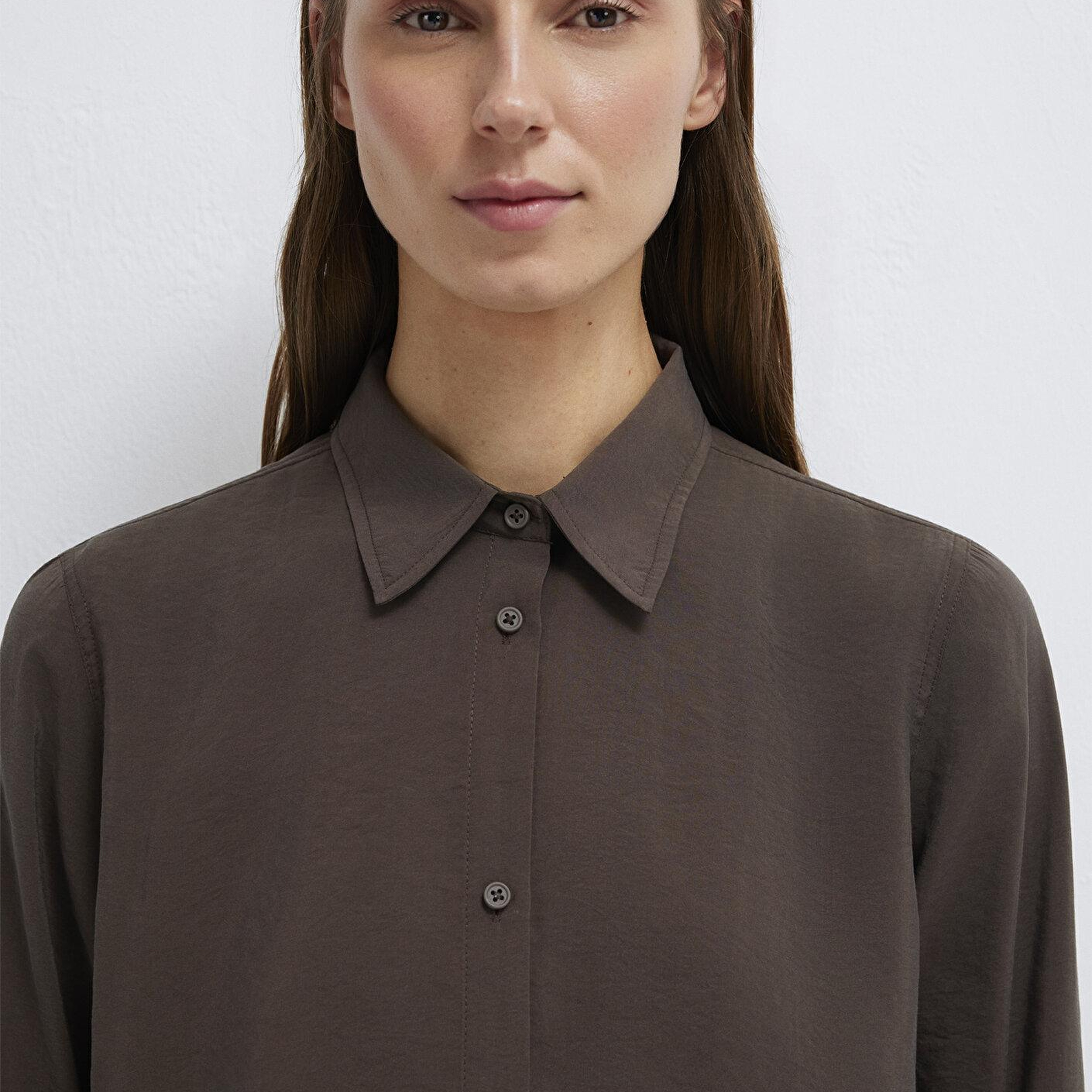 Mavi Kahverengi (TENCEL™) Liyosel Karışımlı Gömlek Regular Fit / Normal Kesim 1211374-70238