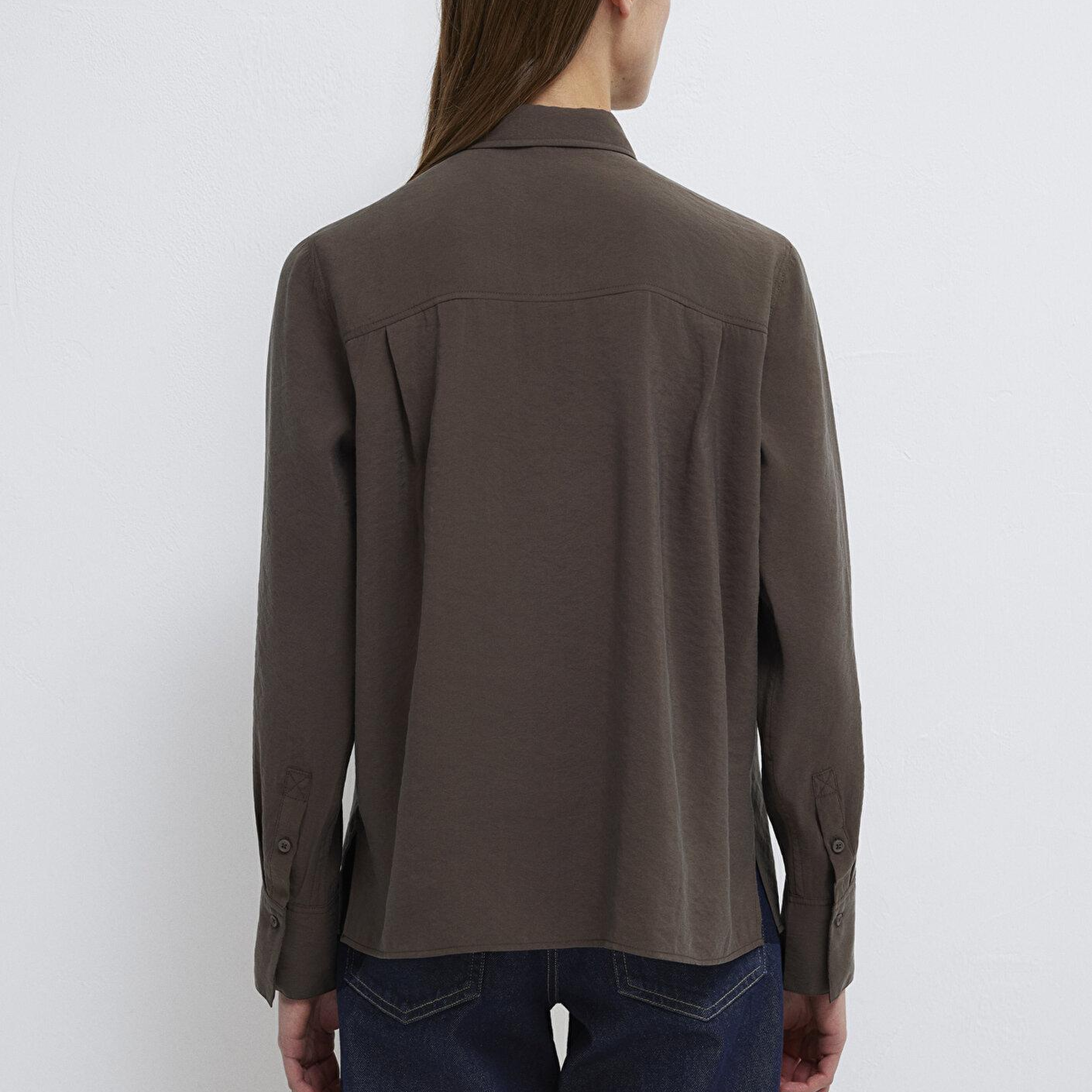 Mavi Kahverengi (TENCEL™) Liyosel Karışımlı Gömlek Regular Fit / Normal Kesim 1211374-70238