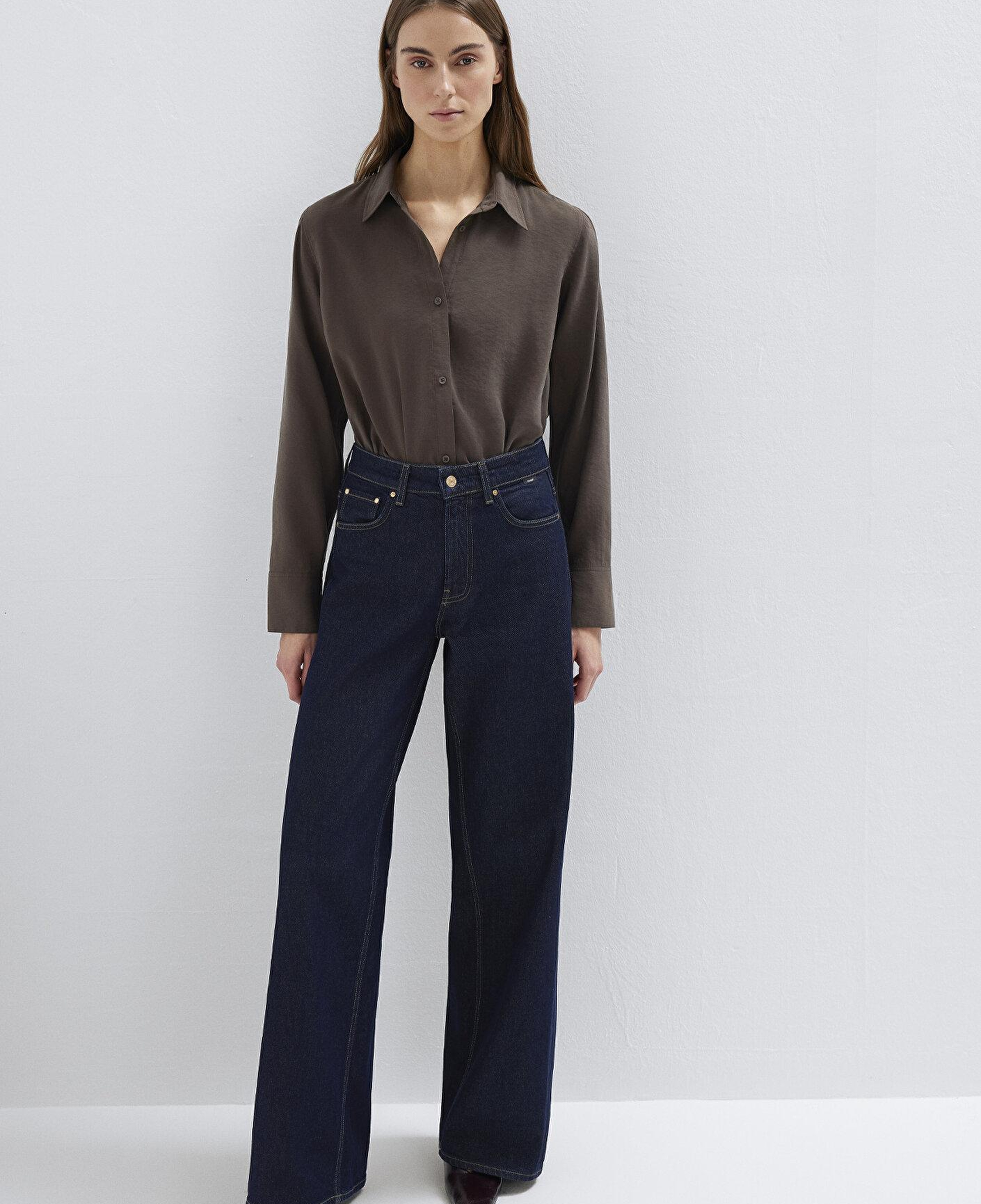 Mavi Kahverengi (TENCEL™) Liyosel Karışımlı Gömlek Regular Fit / Normal Kesim 1211374-70238