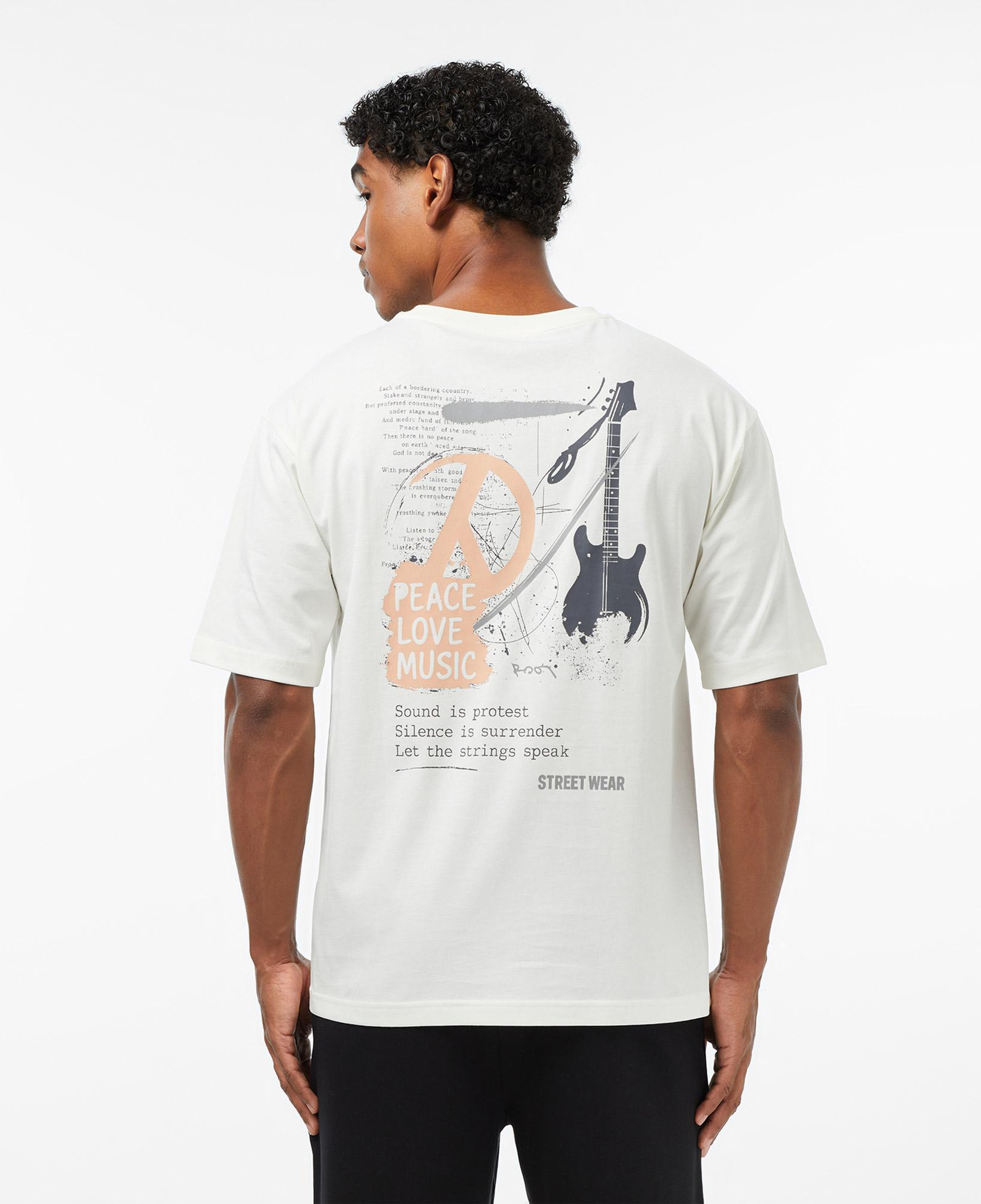 Converse Erkek Krem Grafik Baskılı T-Shirt