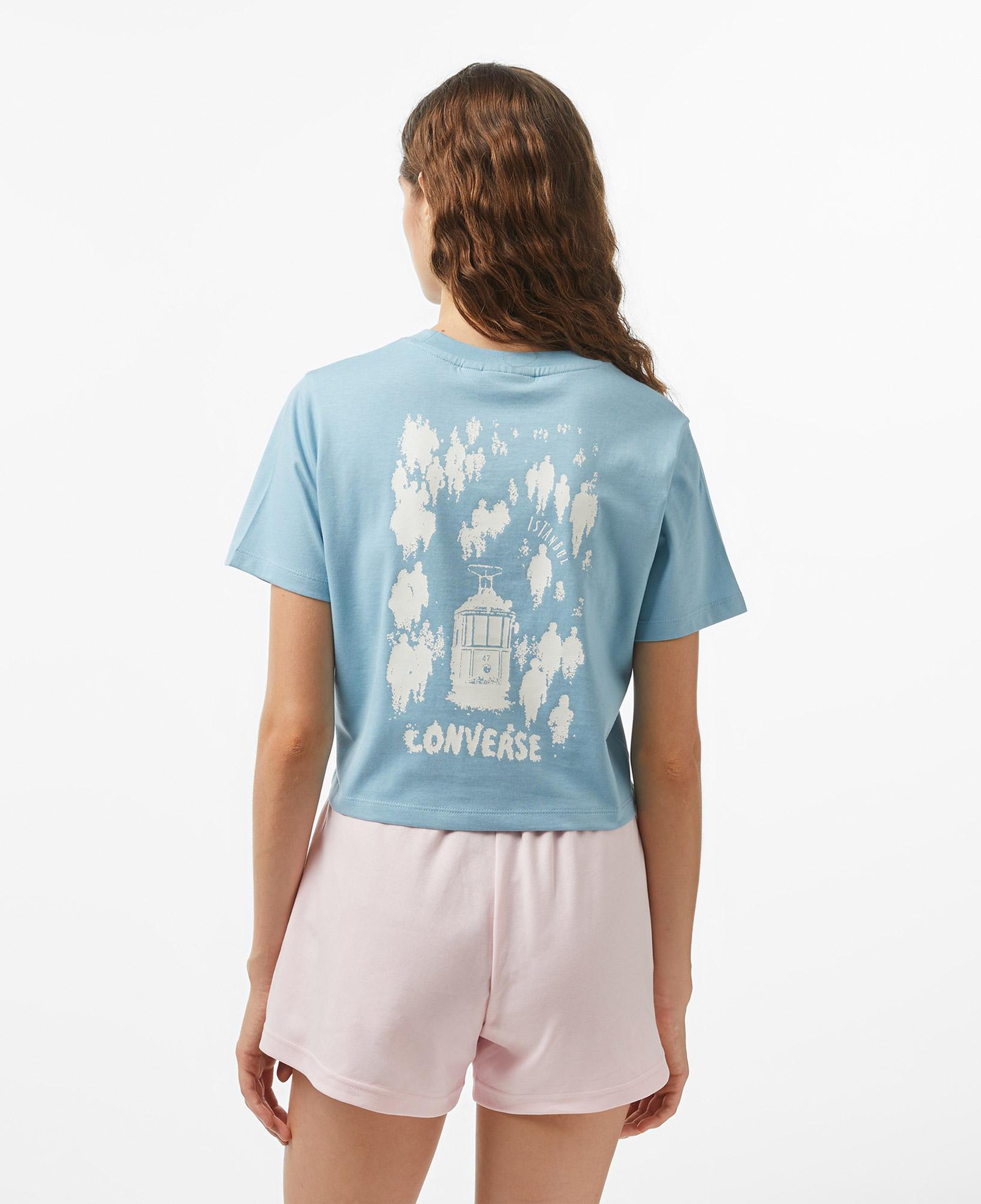 Converse Kadın Mavi Grafik Baskılı T-Shirt