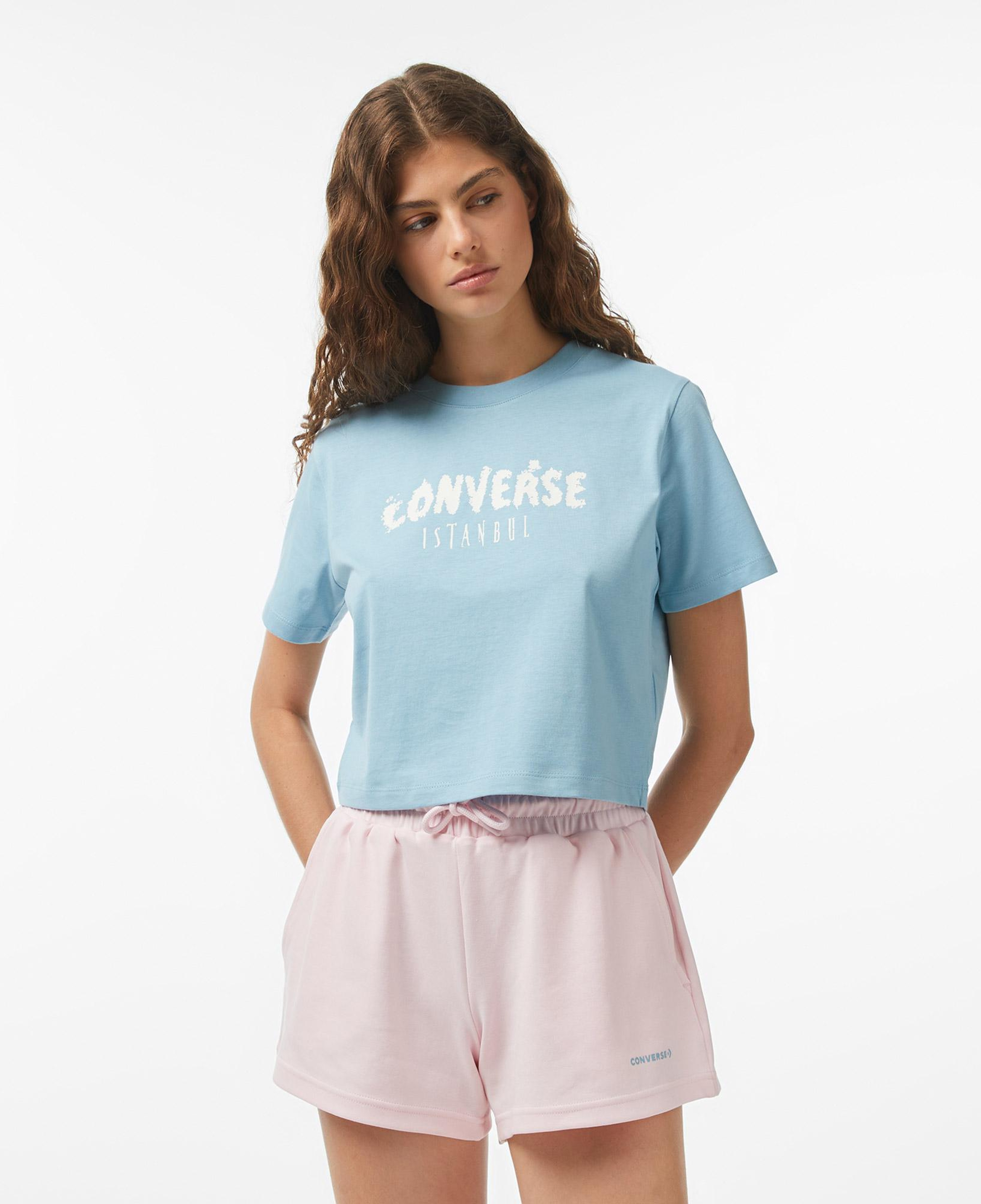 Converse Kadın Mavi Grafik Baskılı T-Shirt